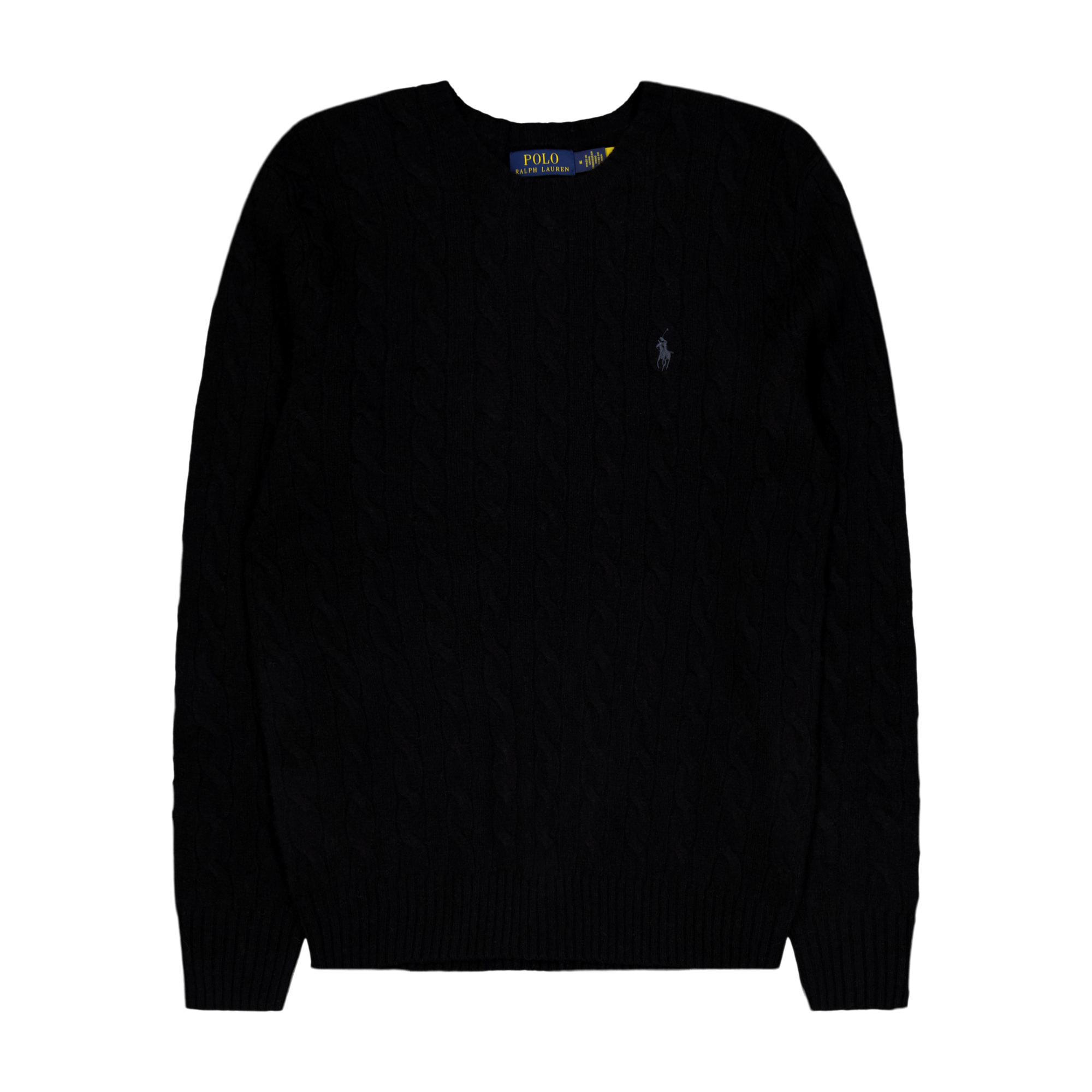 Cable-Knit Wool-Cashmere Sweater Polo Black