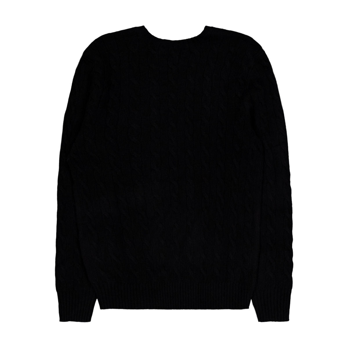 Cable-Knit Wool-Cashmere Sweater Polo Black