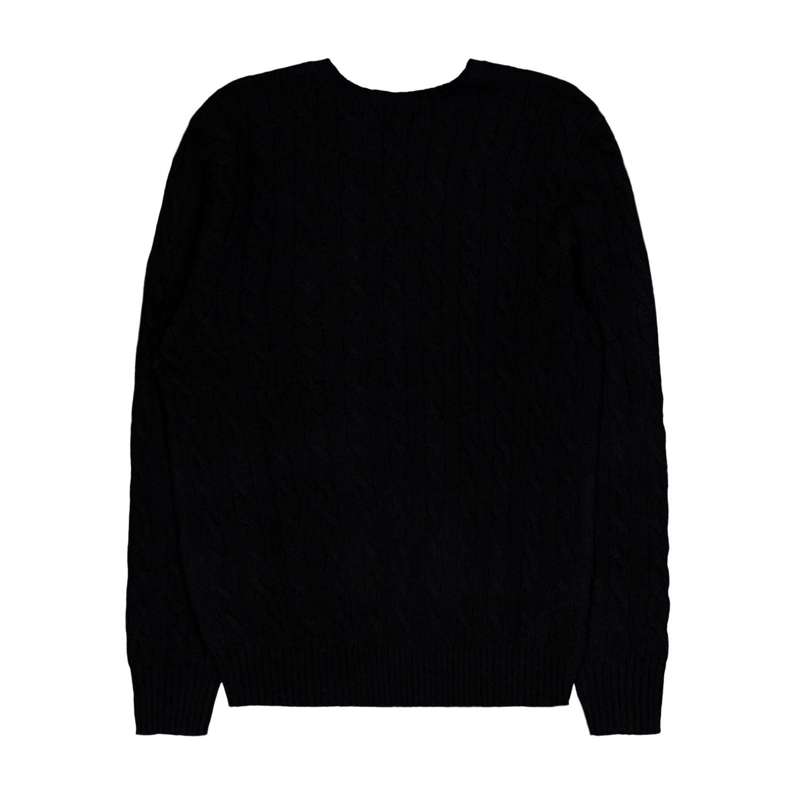 Cable-Knit Wool-Cashmere Sweater Polo Black