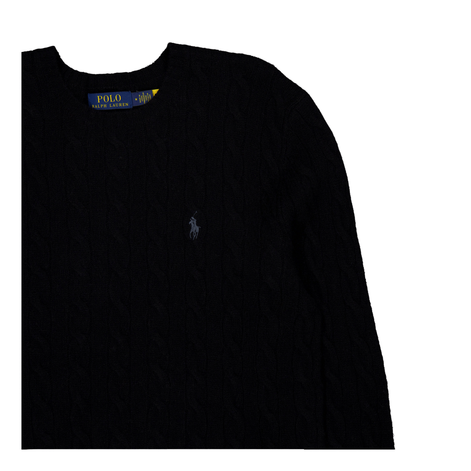 Cable-Knit Wool-Cashmere Sweater Polo Black