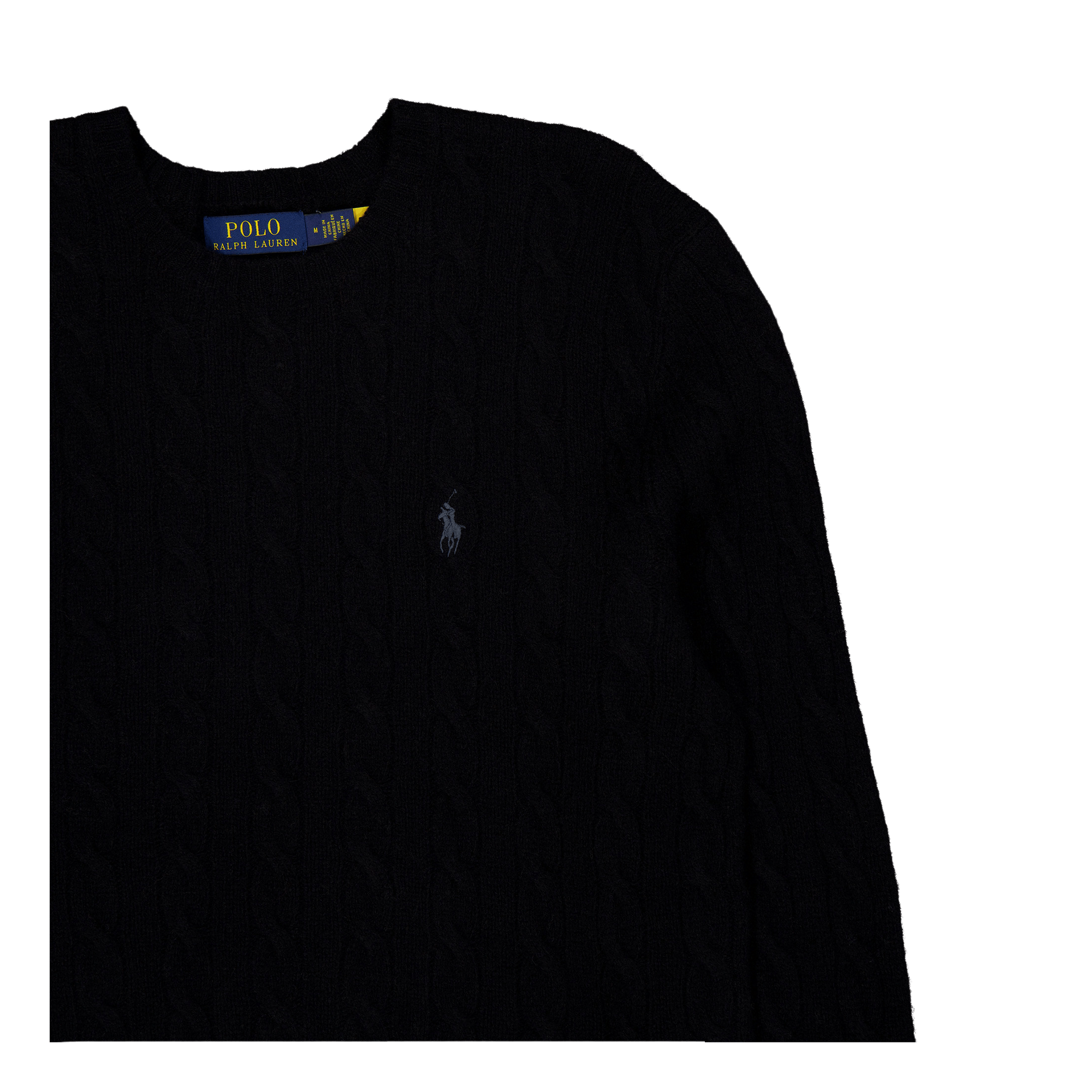 Cable-Knit Wool-Cashmere Sweater Polo Black