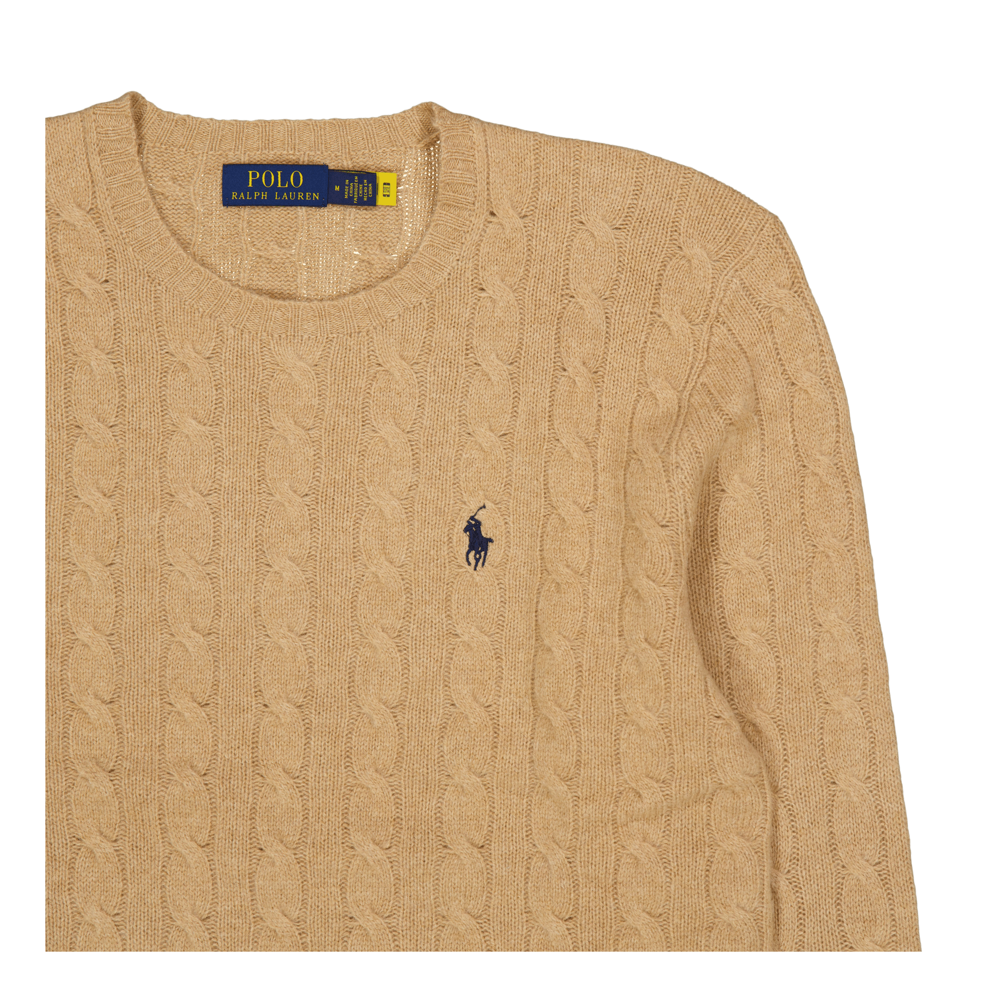 Cable-Knit Wool-Cashmere Sweater Camel Melange