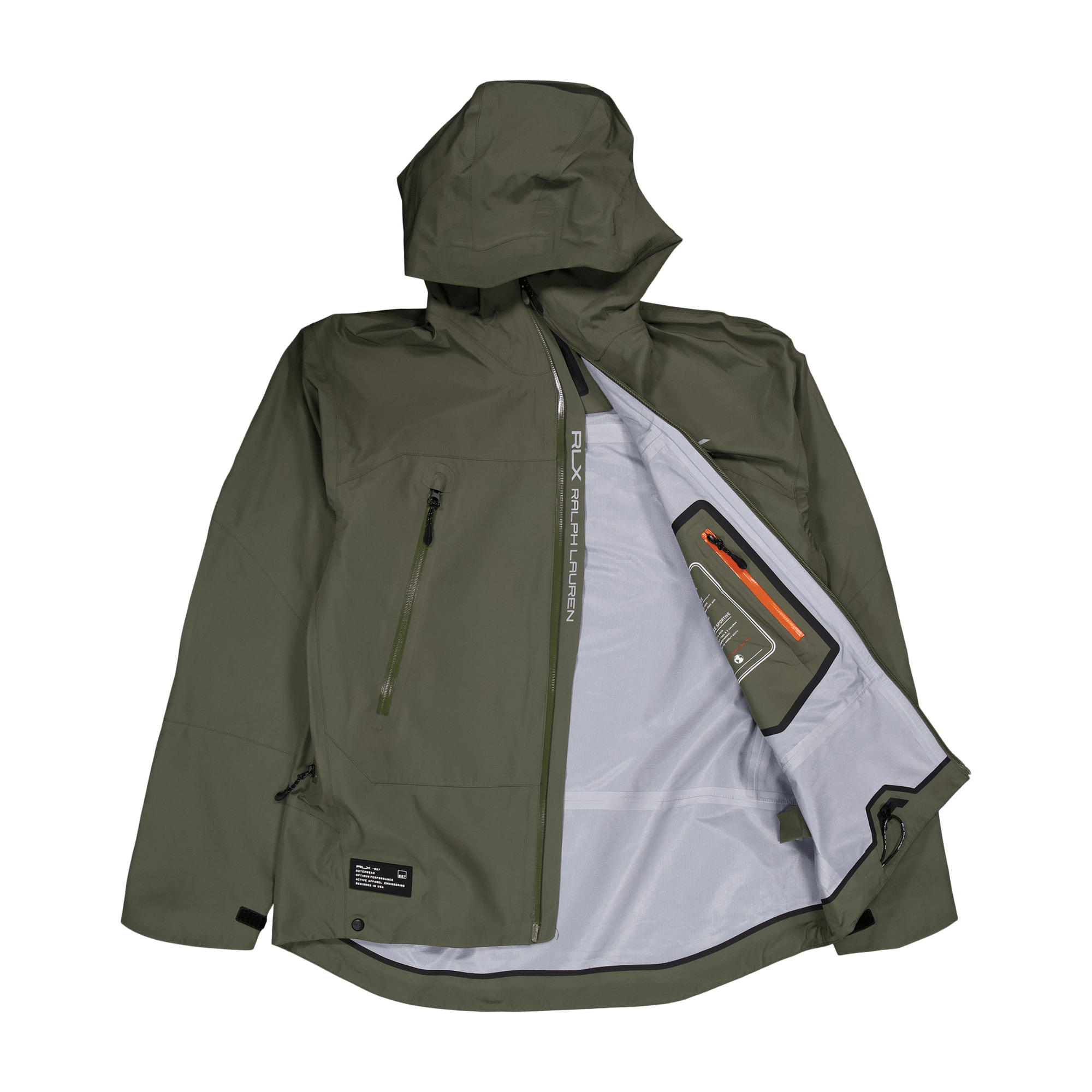 Water-Repellent Hooded Jacket Fossil Green