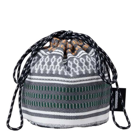 Mexican Blanket Drawstring Bag Gray