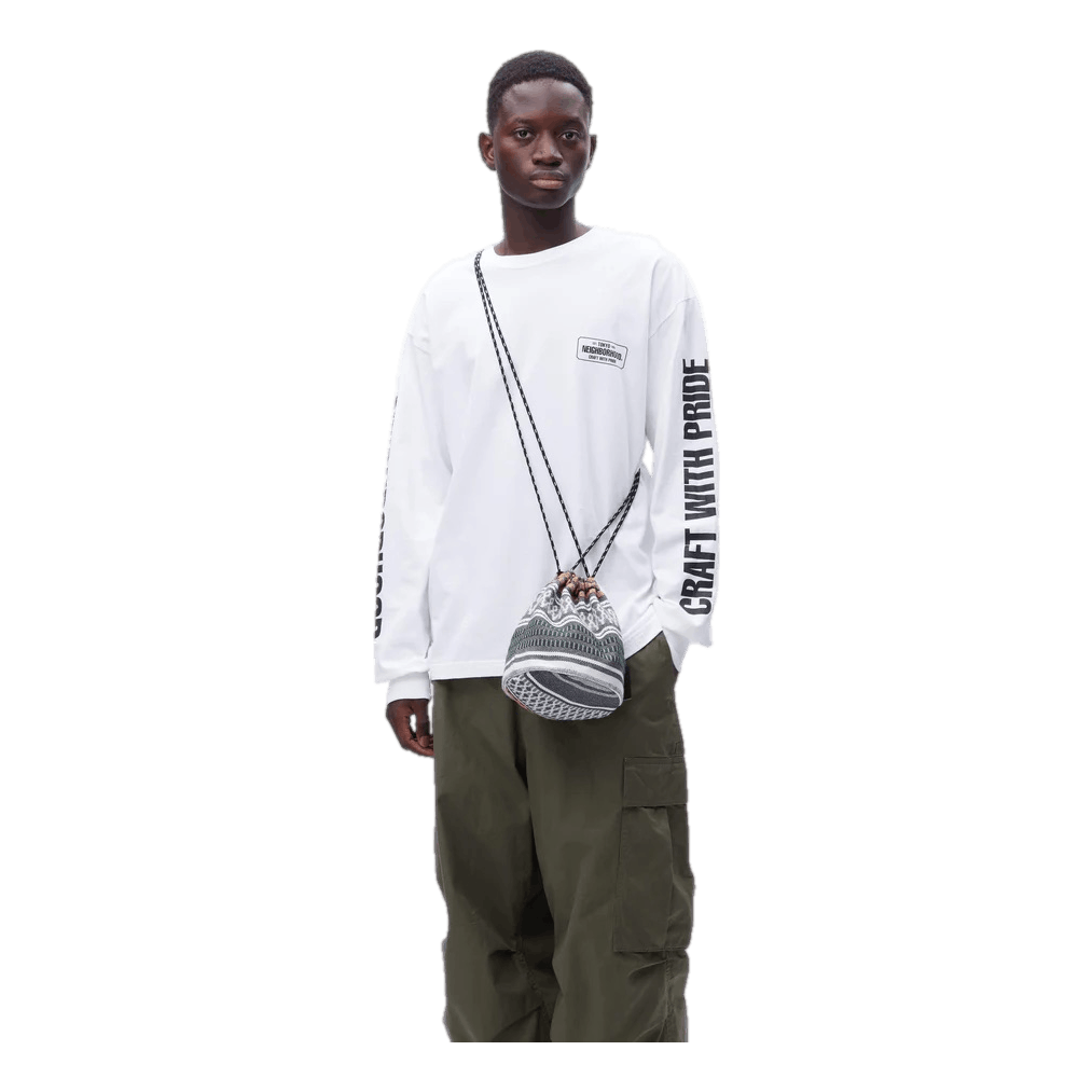 Mexican Blanket Drawstring Bag Gray