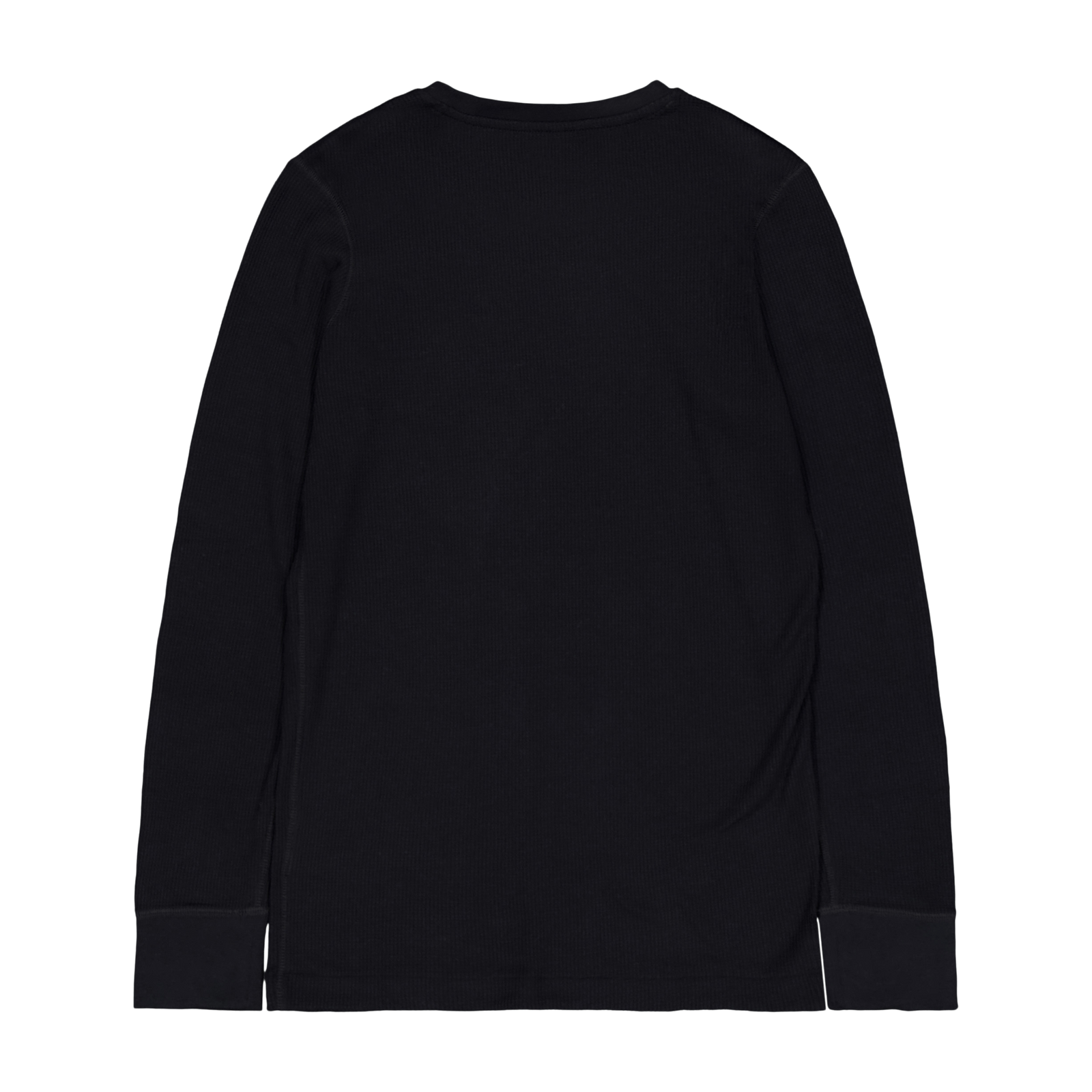 Waffle-Knit Crewneck Sleep Shirt Polo Black