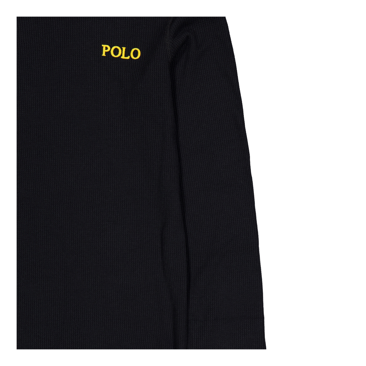 Waffle-Knit Crewneck Sleep Shirt Polo Black