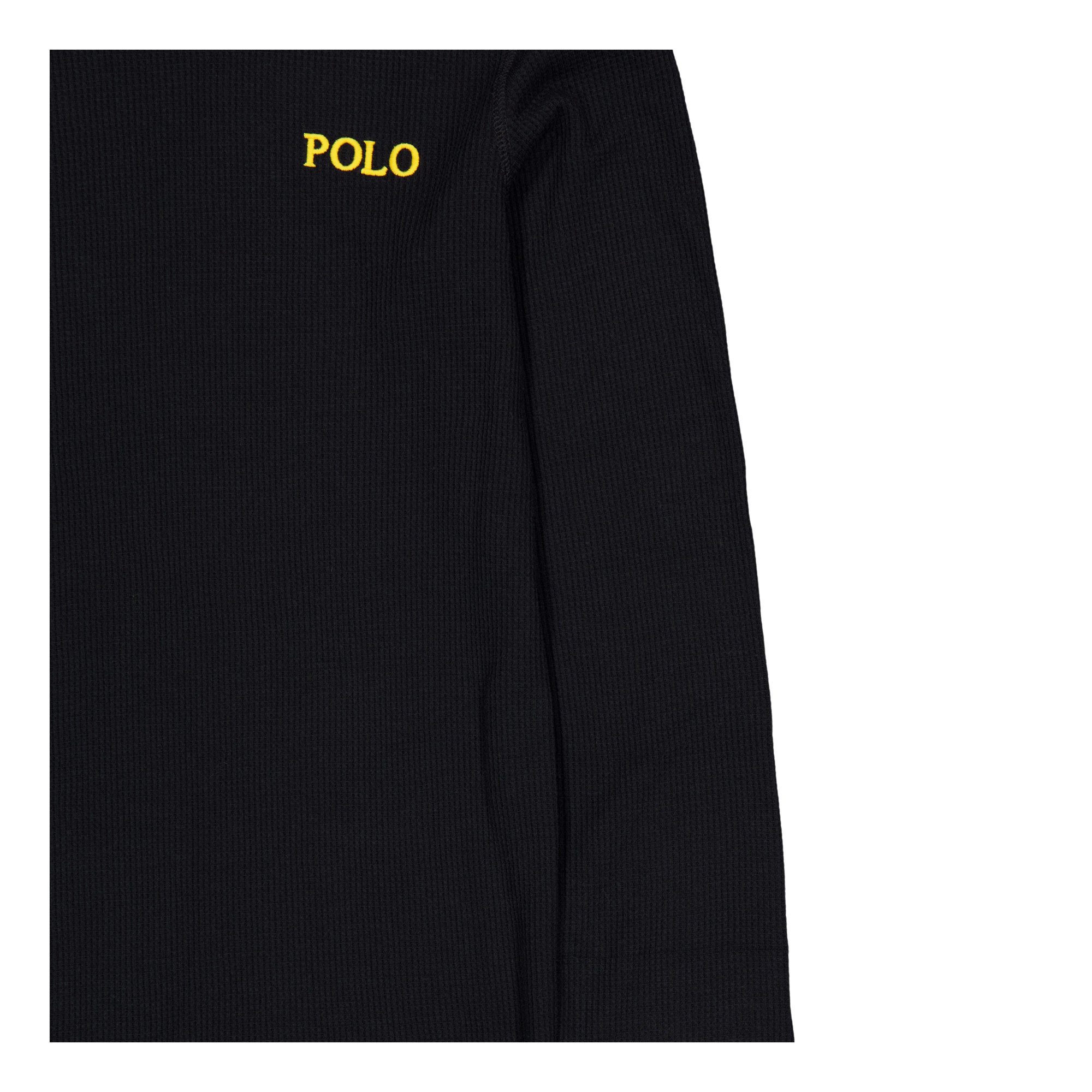 Waffle-Knit Crewneck Sleep Shirt Polo Black