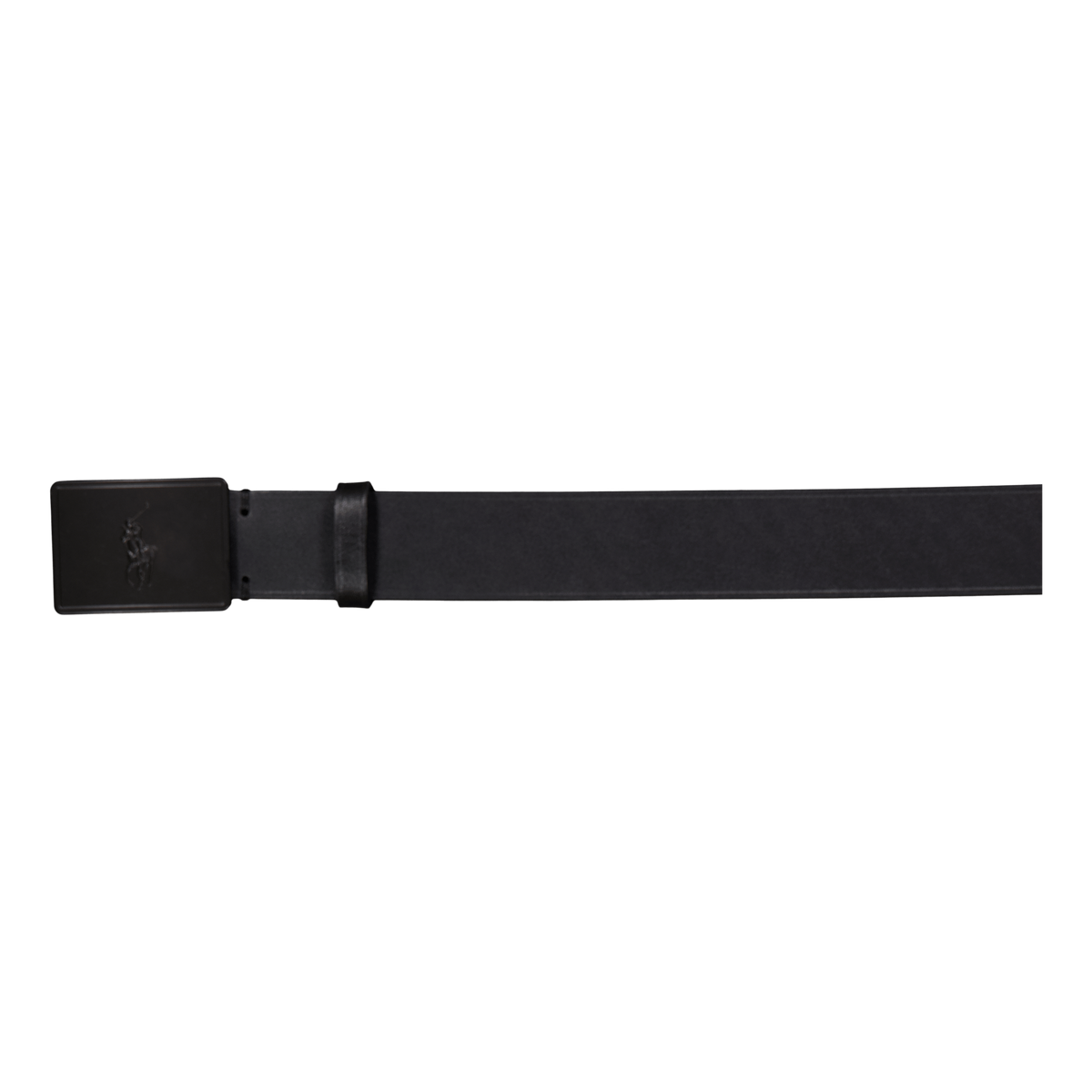 Pony Plaque Leather Belt Black / Matte Black