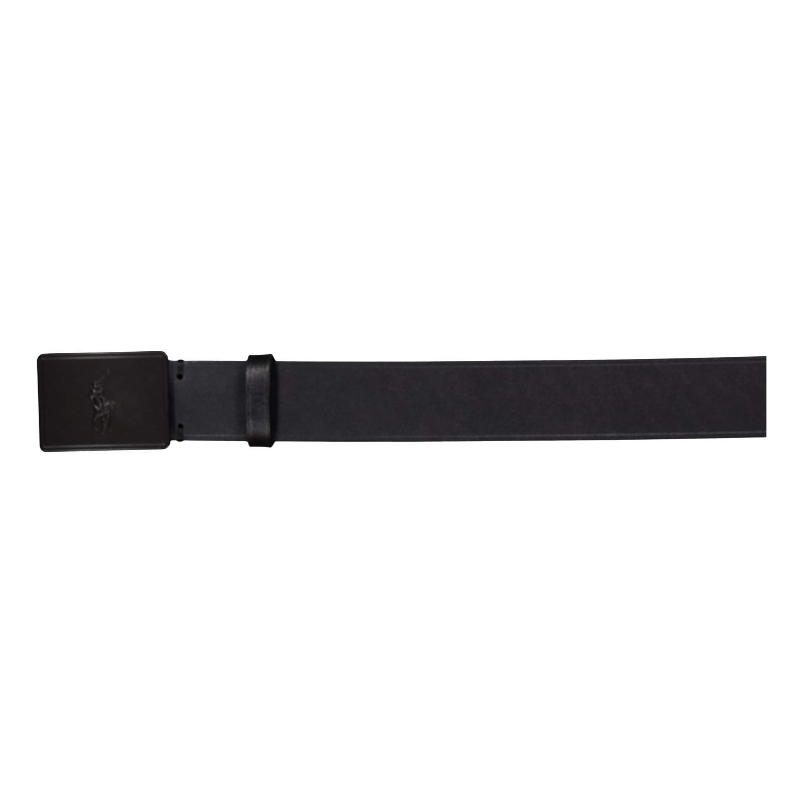 Pony Plaque Leather Belt Black / Matte Black