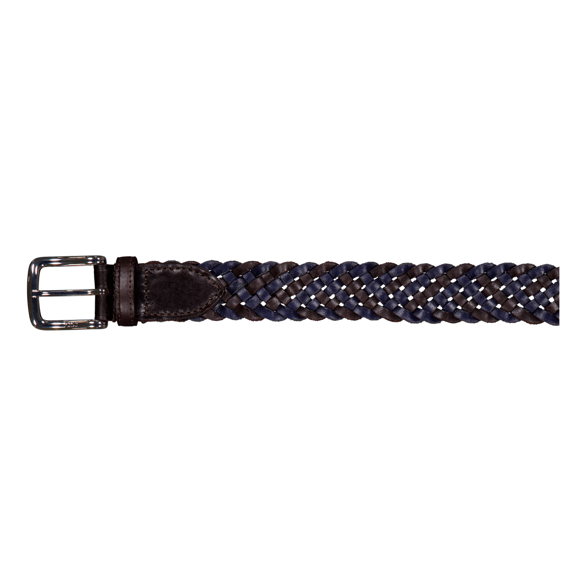 Braided Leather Belt Navy / Dark Brown