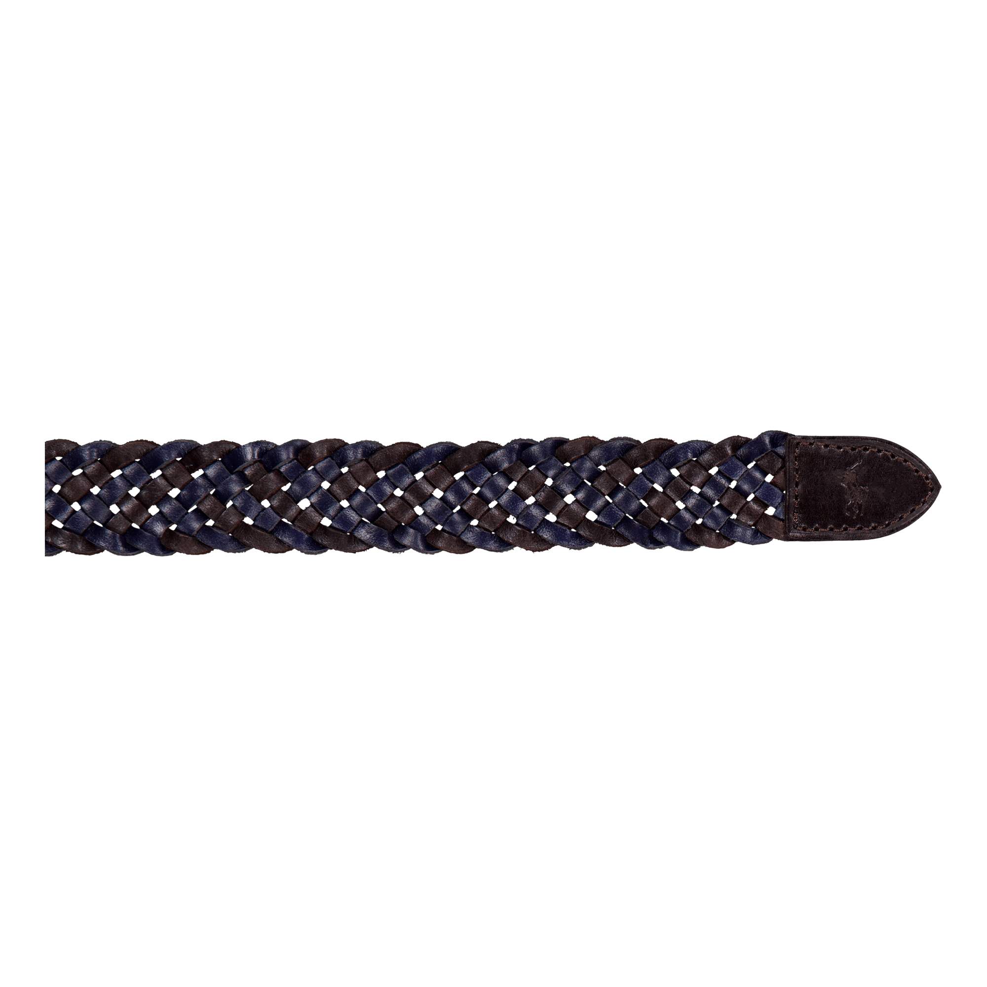 Braided Leather Belt 003 Navy/Dark Brown