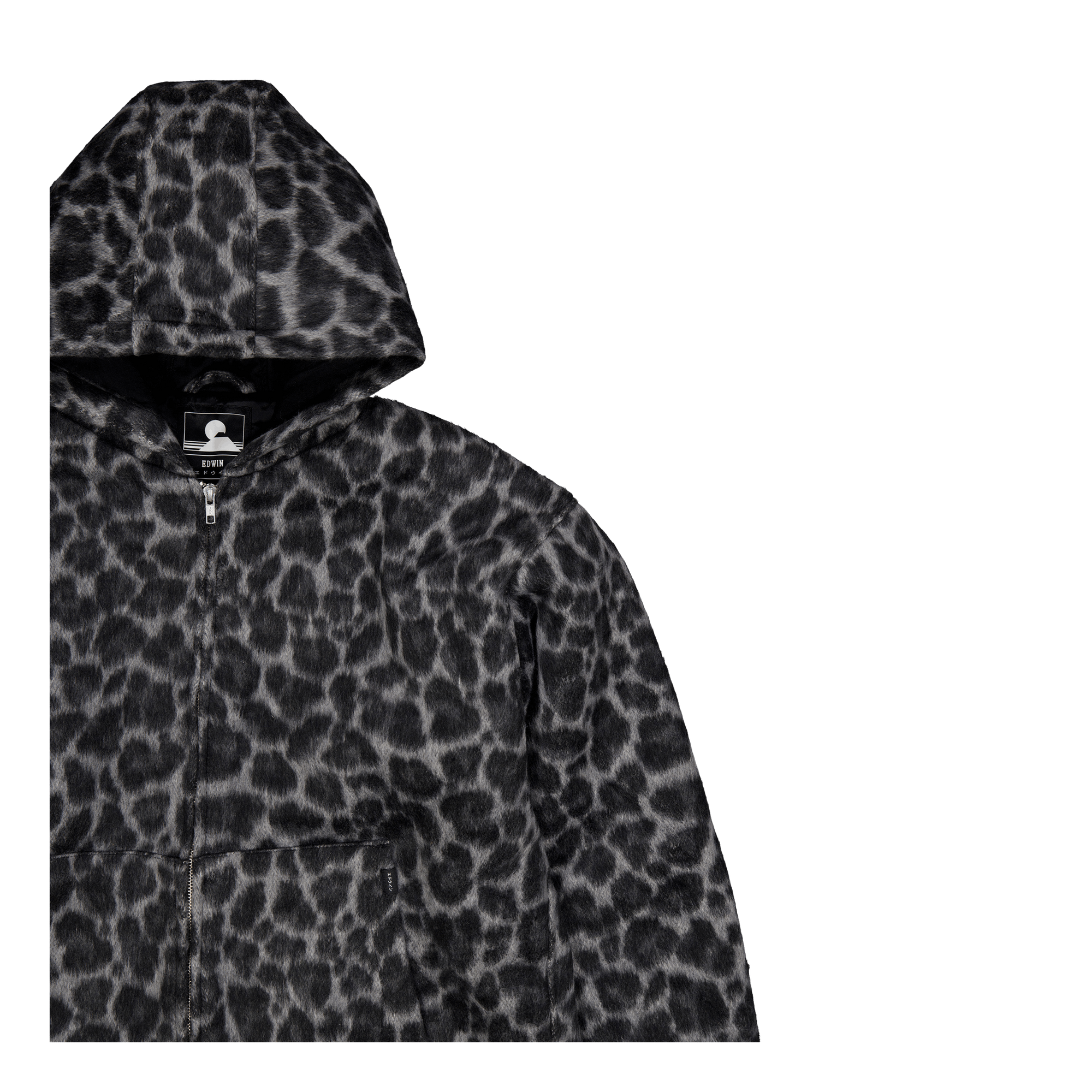 Daimon Hooded Jacket Lined Black / White Leopard
