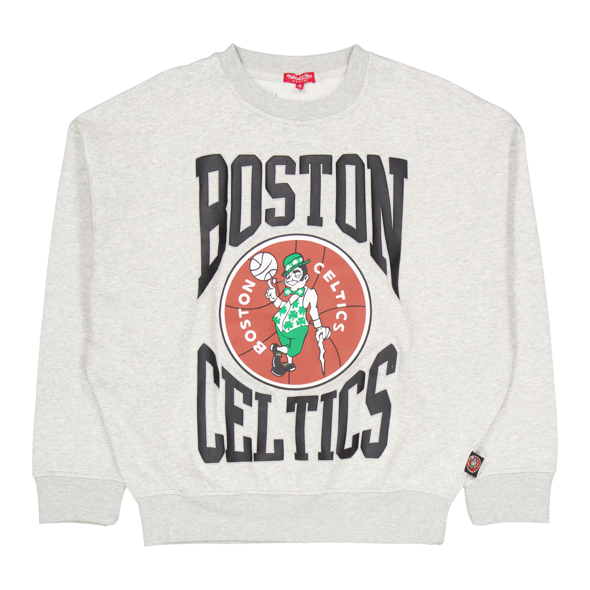 Celtics Womens Logo Lt Crew 3. Grey Heather