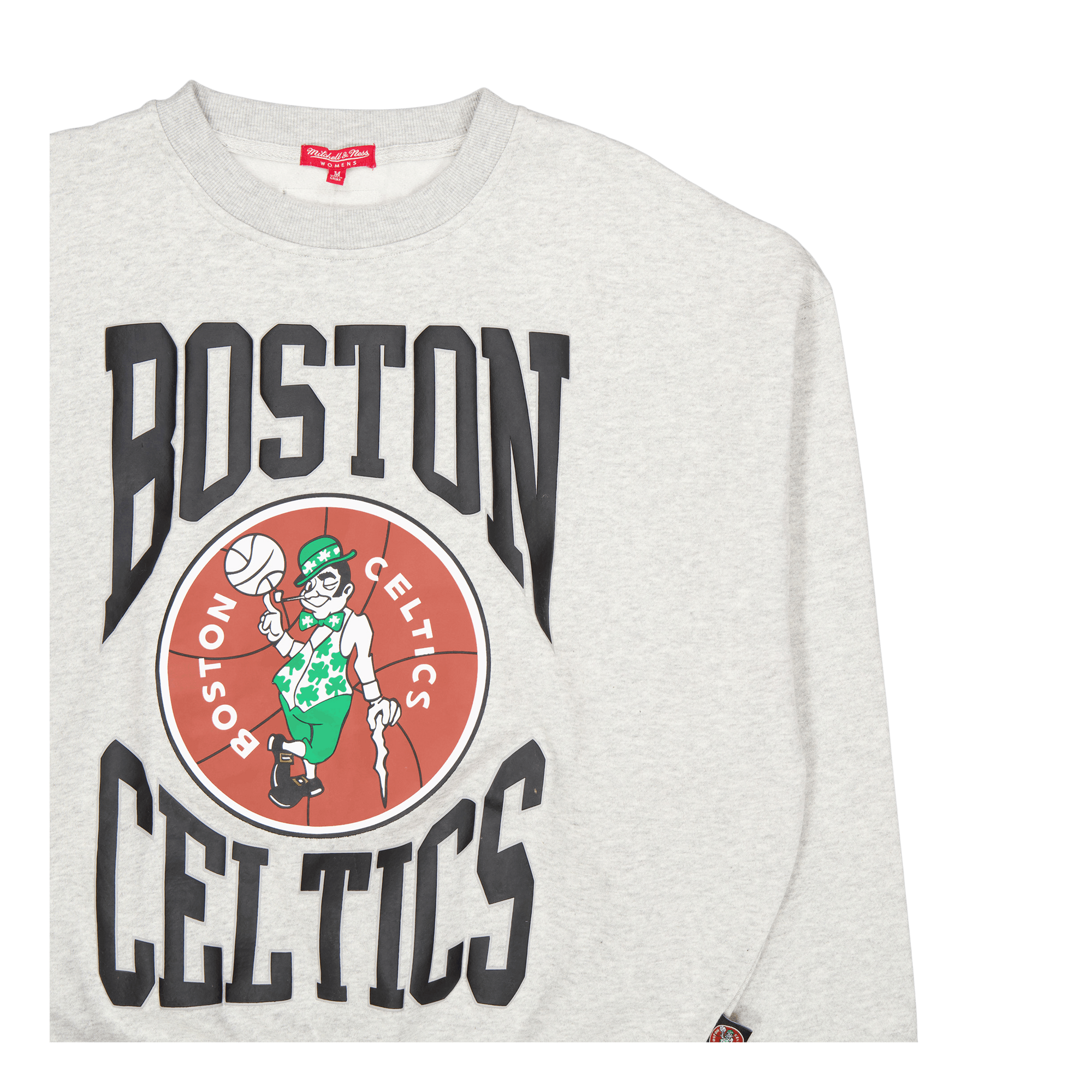 Celtics Womens Logo Lt Crew 3. Grey Heather