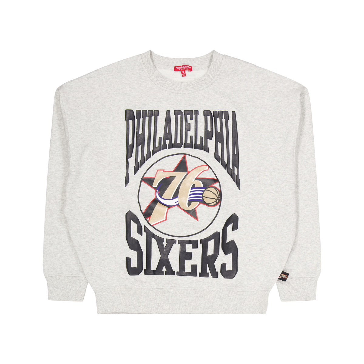 76ers Womens Logo Lt Crew 3.0 Grey Heather