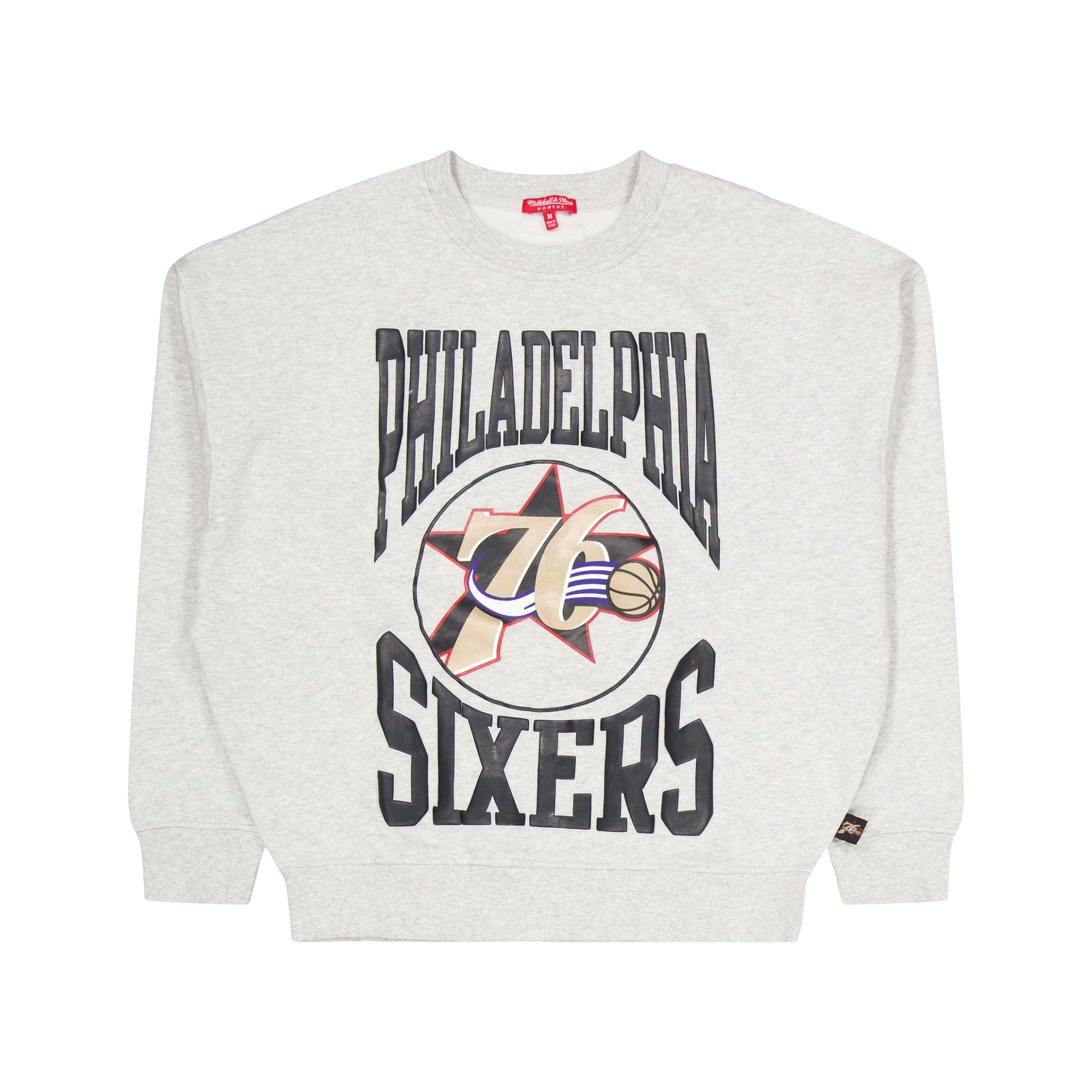 76ers Womens Logo Lt Crew 3.0 Grey Heather