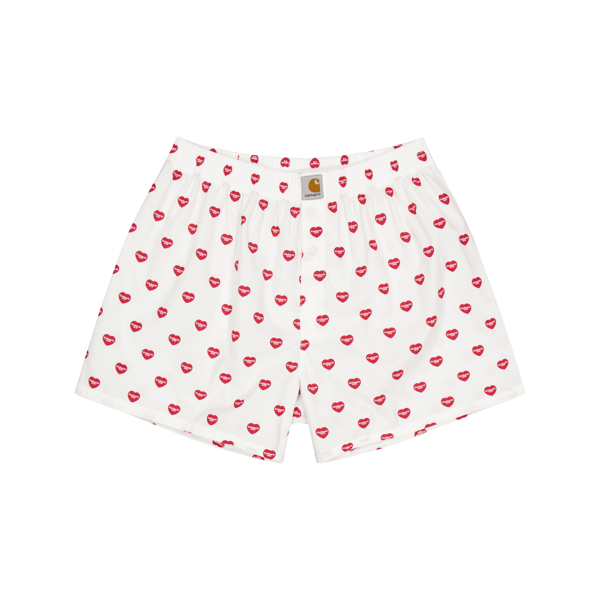 Cotton Boxer Heart Print, White