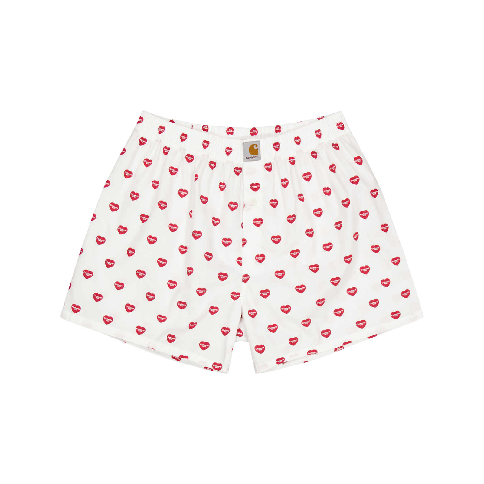 Cotton Boxer Heart Print, White