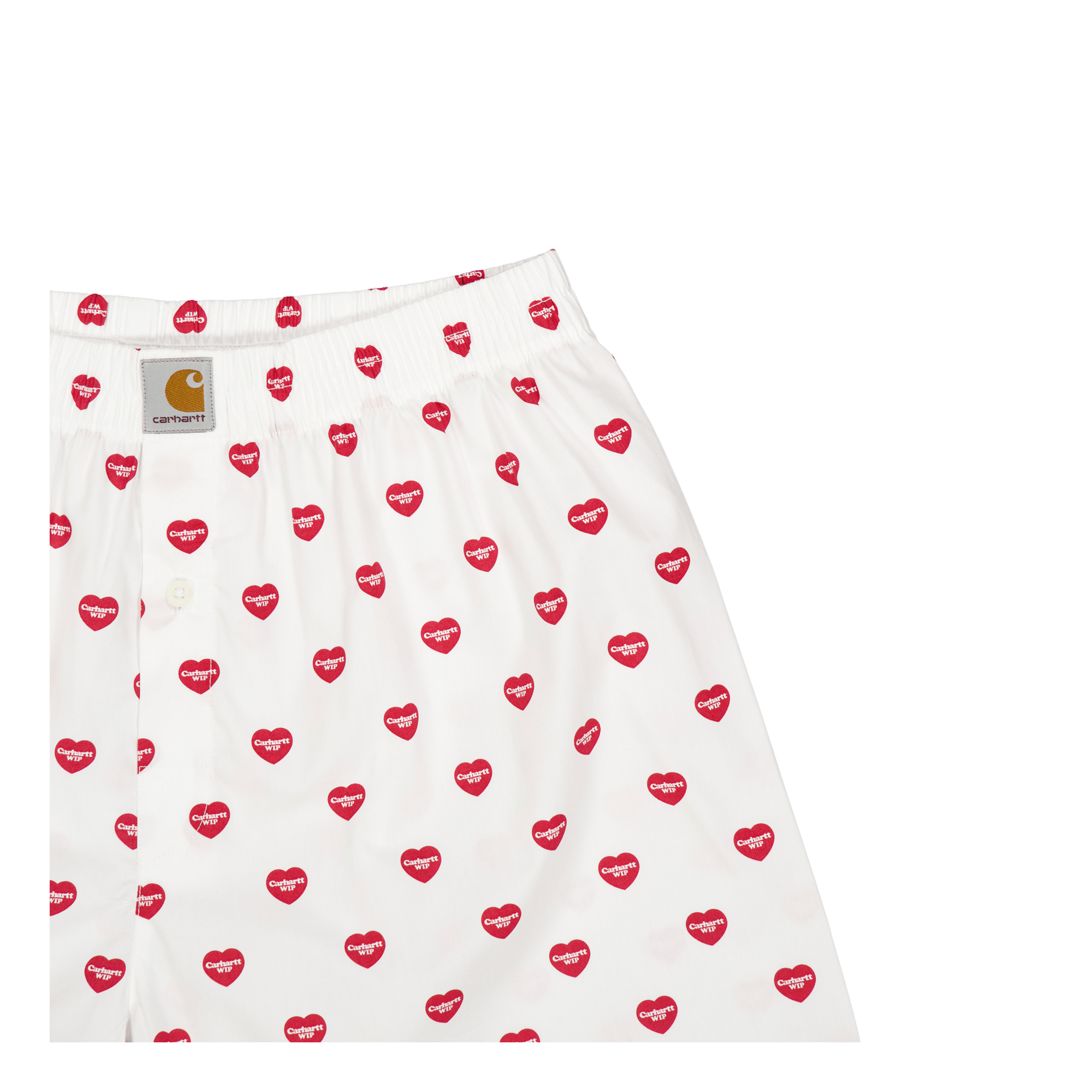 Cotton Boxer Heart Print, White