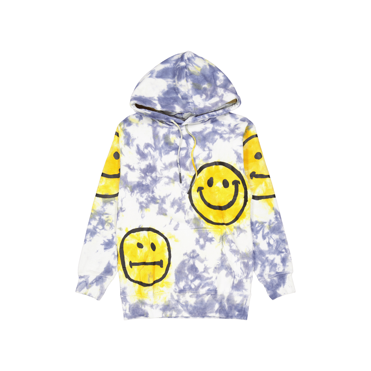 Smiley Sun Dye Hoodie Yellow Blue Tie-dye