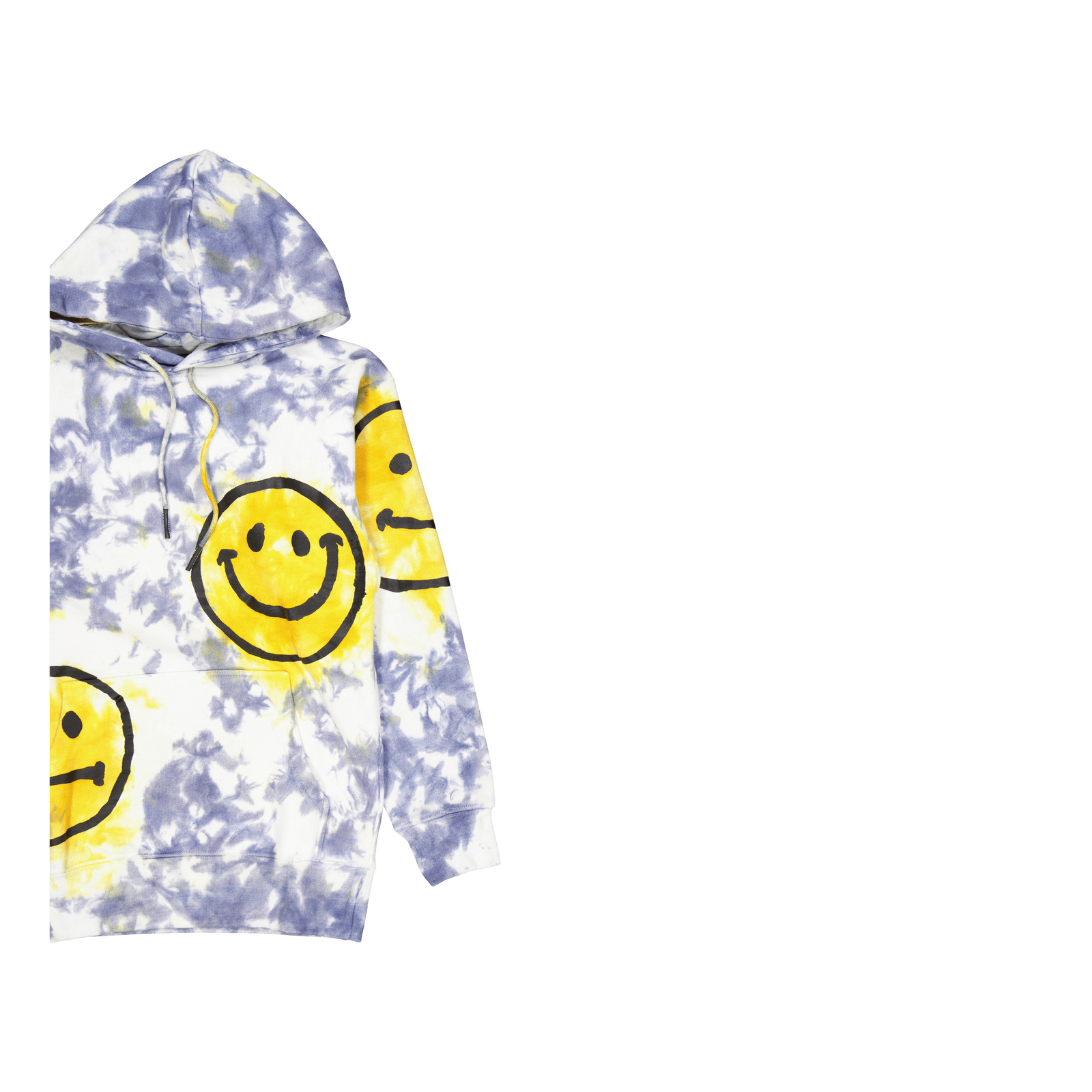 Smiley Sun Dye Hoodie Yellow Blue Tie-dye