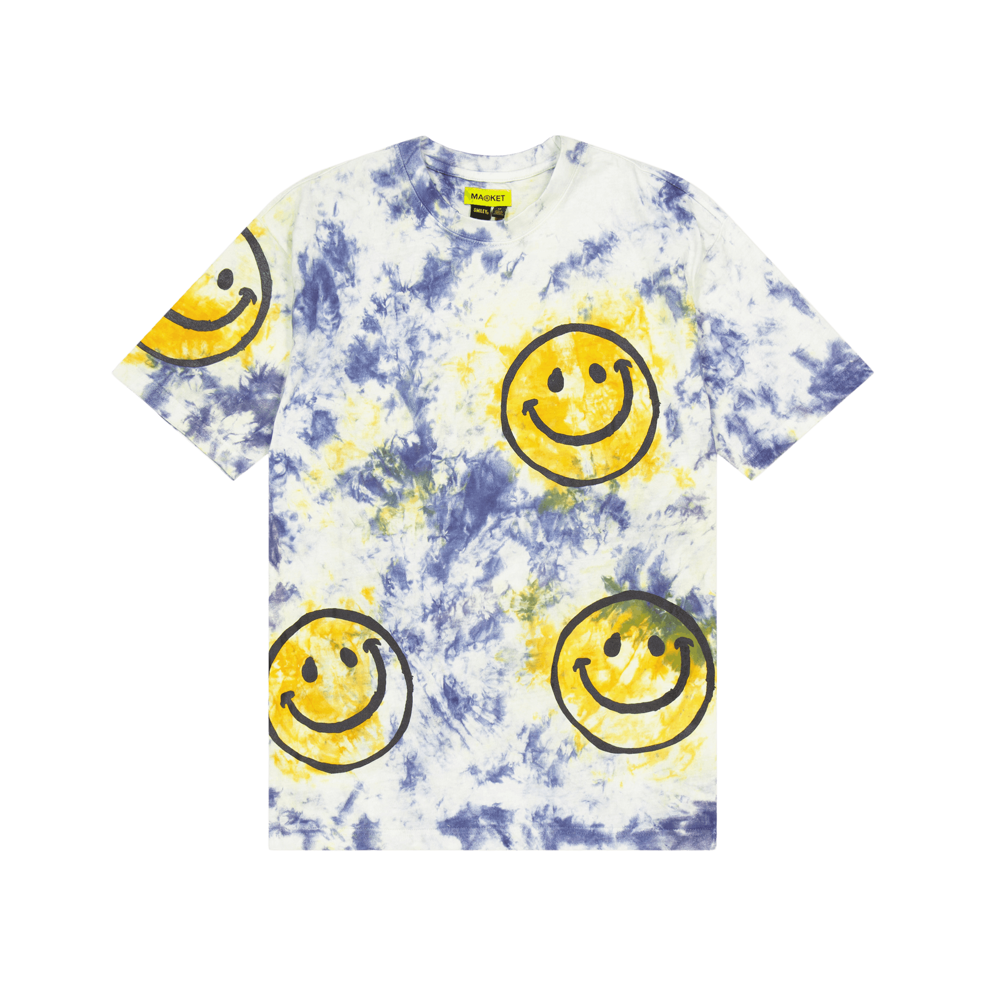 Smiley Sun Dye Tshirt Yellow Blue Tie-dye