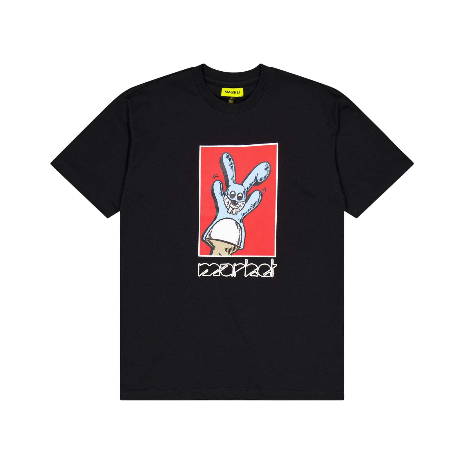 Bunny Puppet Puff Tshirt Black