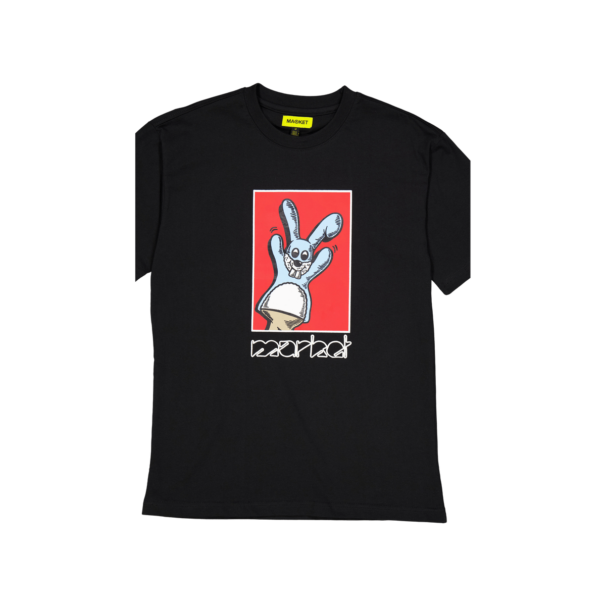 Bunny Puppet Puff Tshirt Black