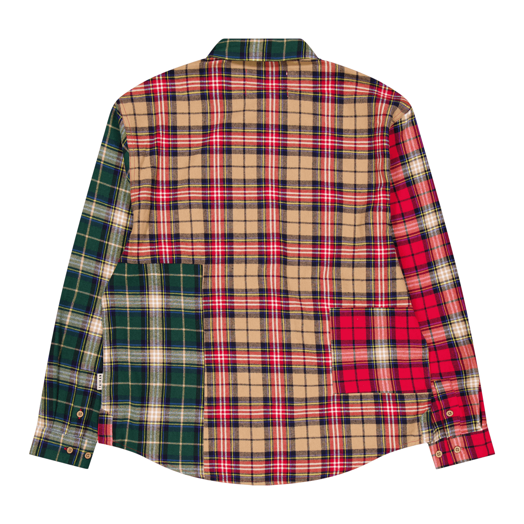 Patchwork L/s Shirt Sand/pine/red