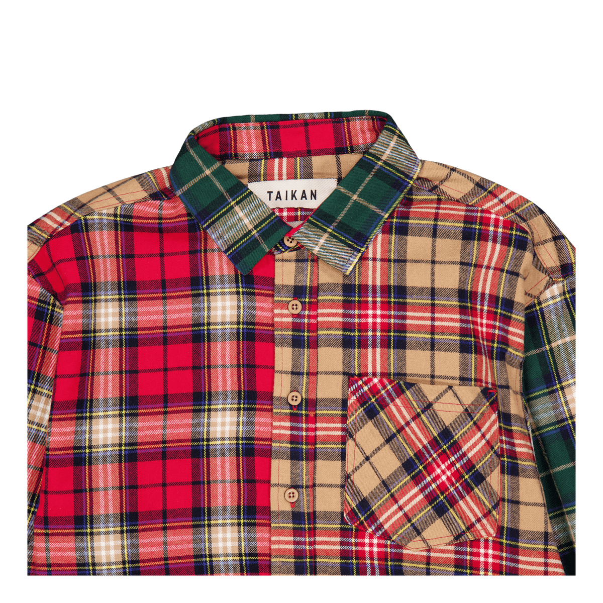 Patchwork L/s Shirt-sand/pine/ Sand/pine/red