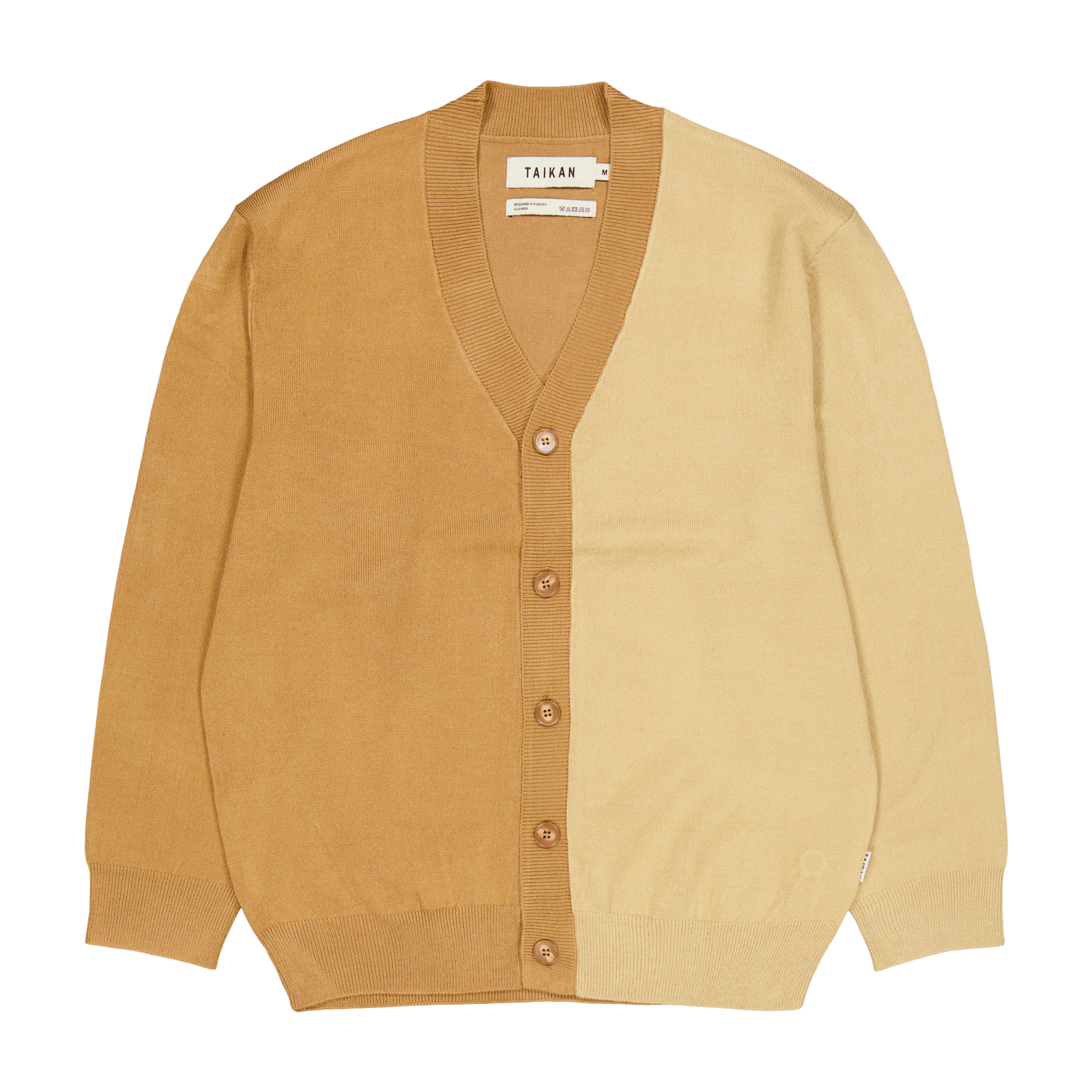 Colour Blocked Cardigan-tan/cr Tan/cream