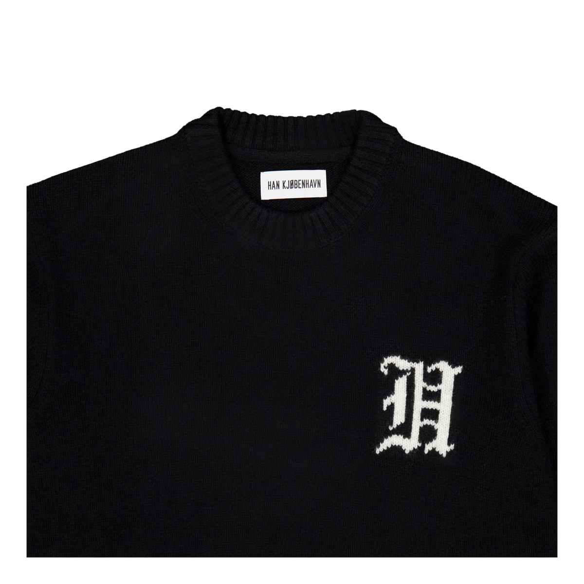 Intarsia Logo Crewneck Knit Black