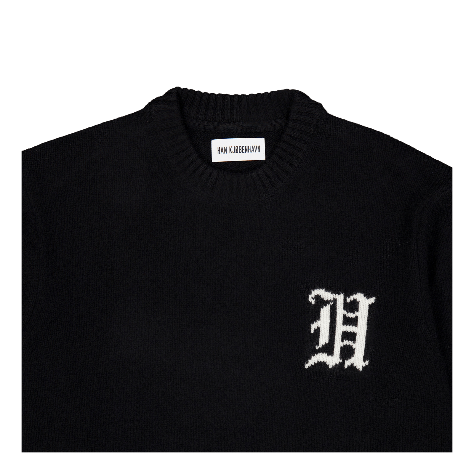 Intarsia Logo Crewneck Knit Black