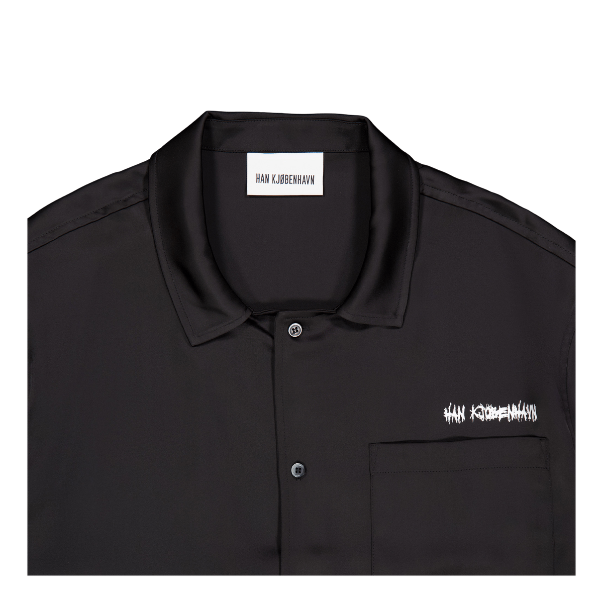 Upside Down Satin Summer Shirt Black