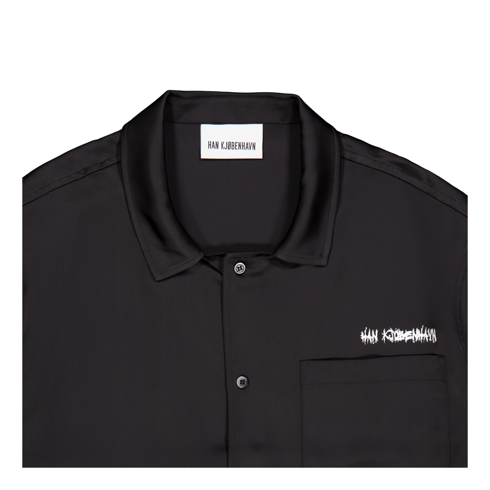 Upside Down Satin Summer Shirt Black