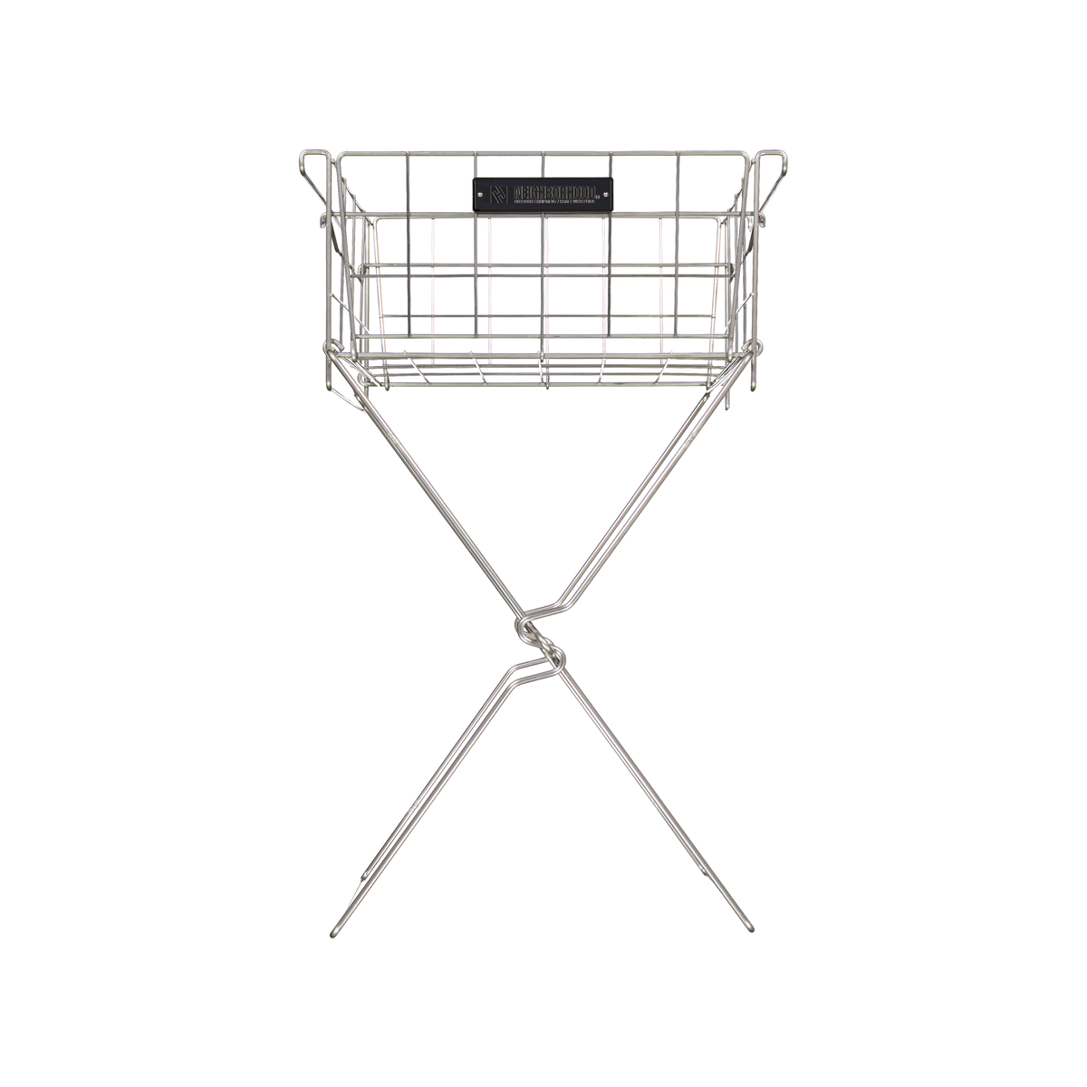 Folding Basket &amp; Stand Set Silver