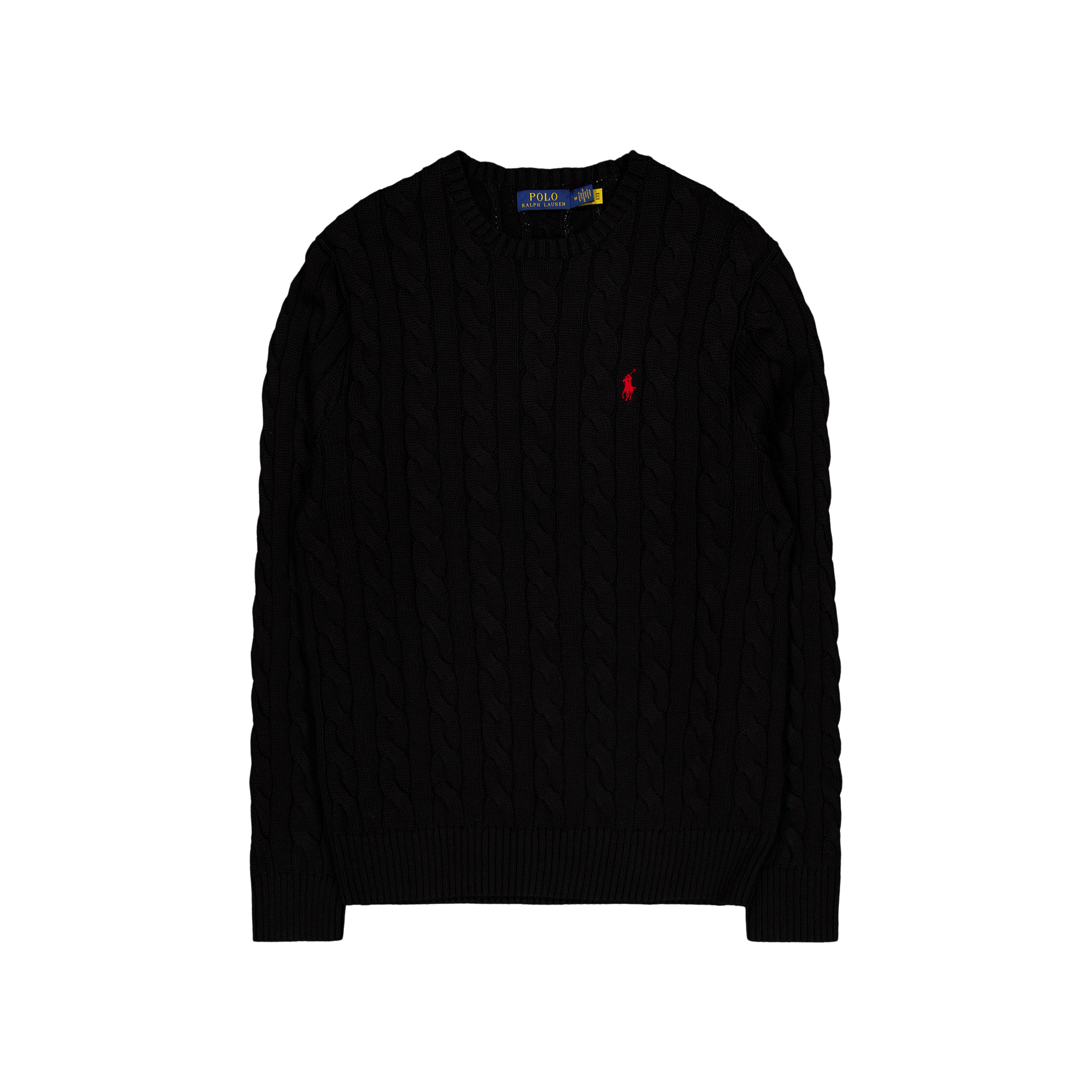 Cable-Knit Cotton Sweater Polo Black