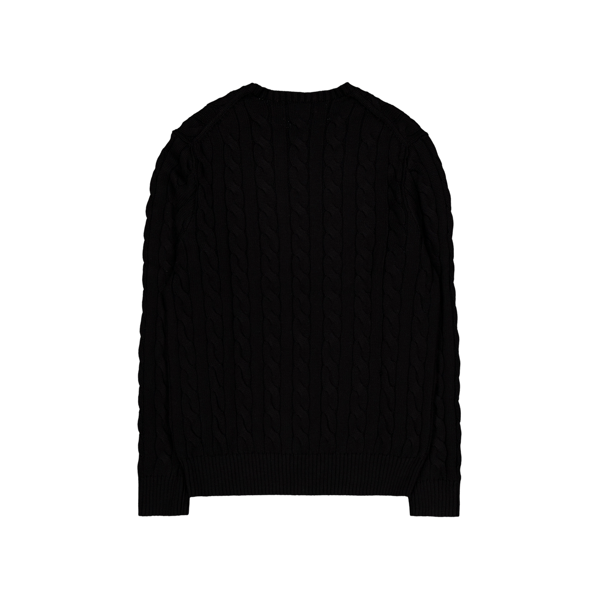 Cable-Knit Cotton Sweater Polo Black
