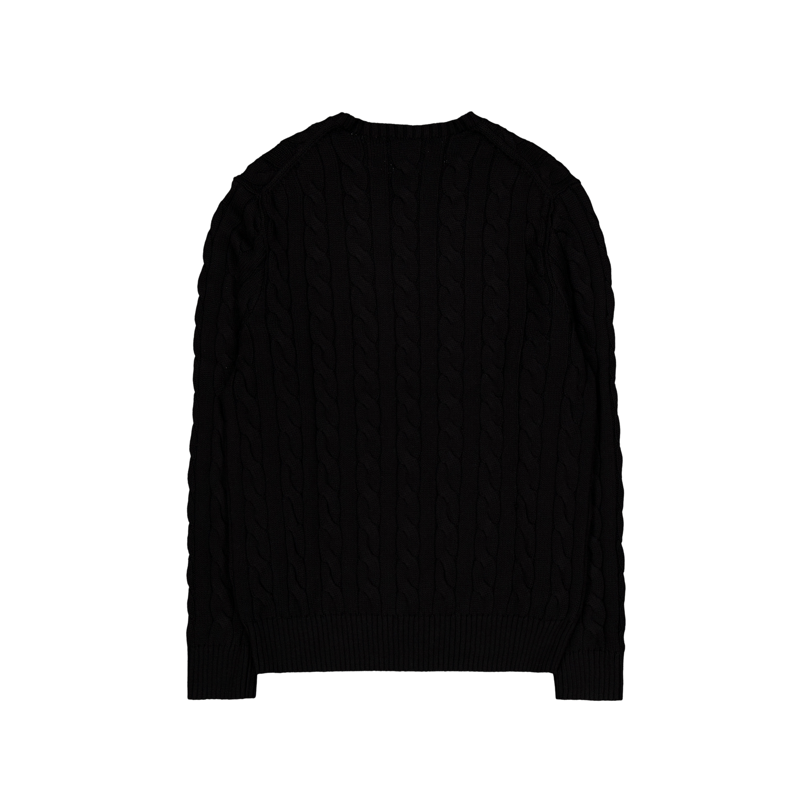 Cable-Knit Cotton Sweater Polo Black