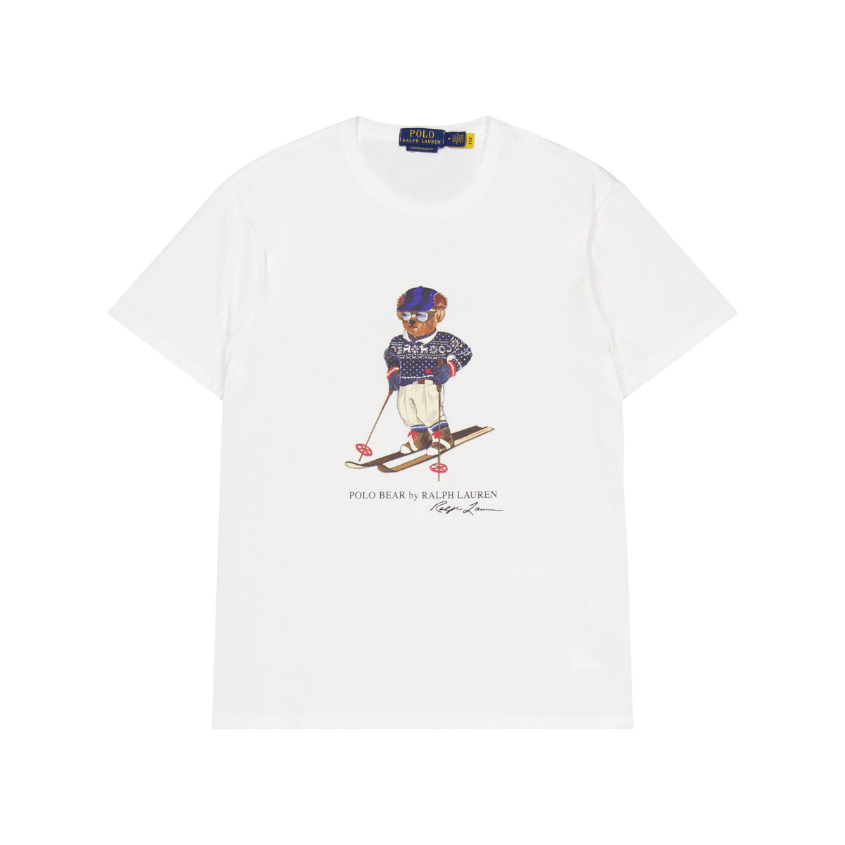 Custom Slim Fit Polo Bear Jersey T-Shirt White Ski Bear