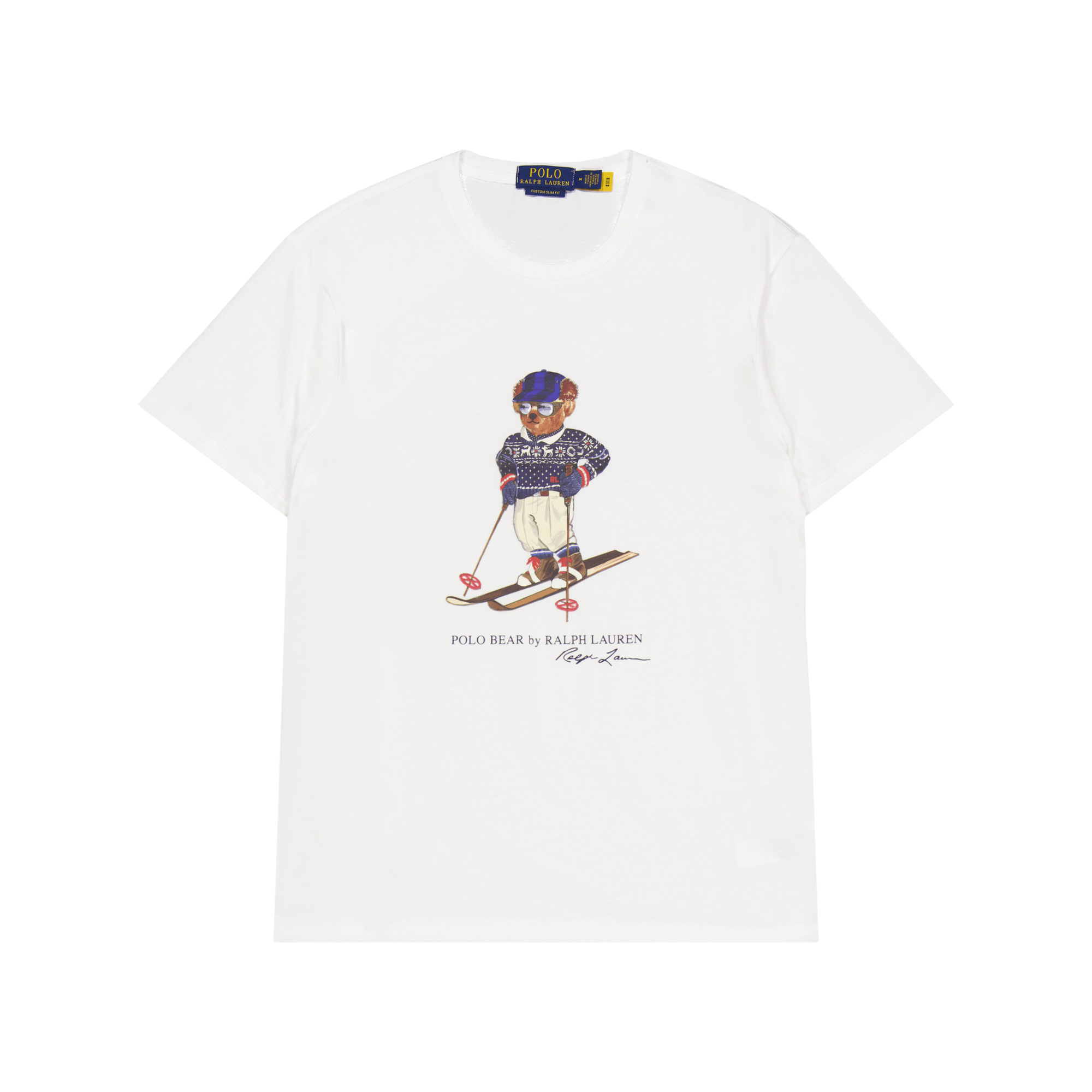 Custom Slim Fit Polo Bear Jersey T-Shirt White Ski Bear