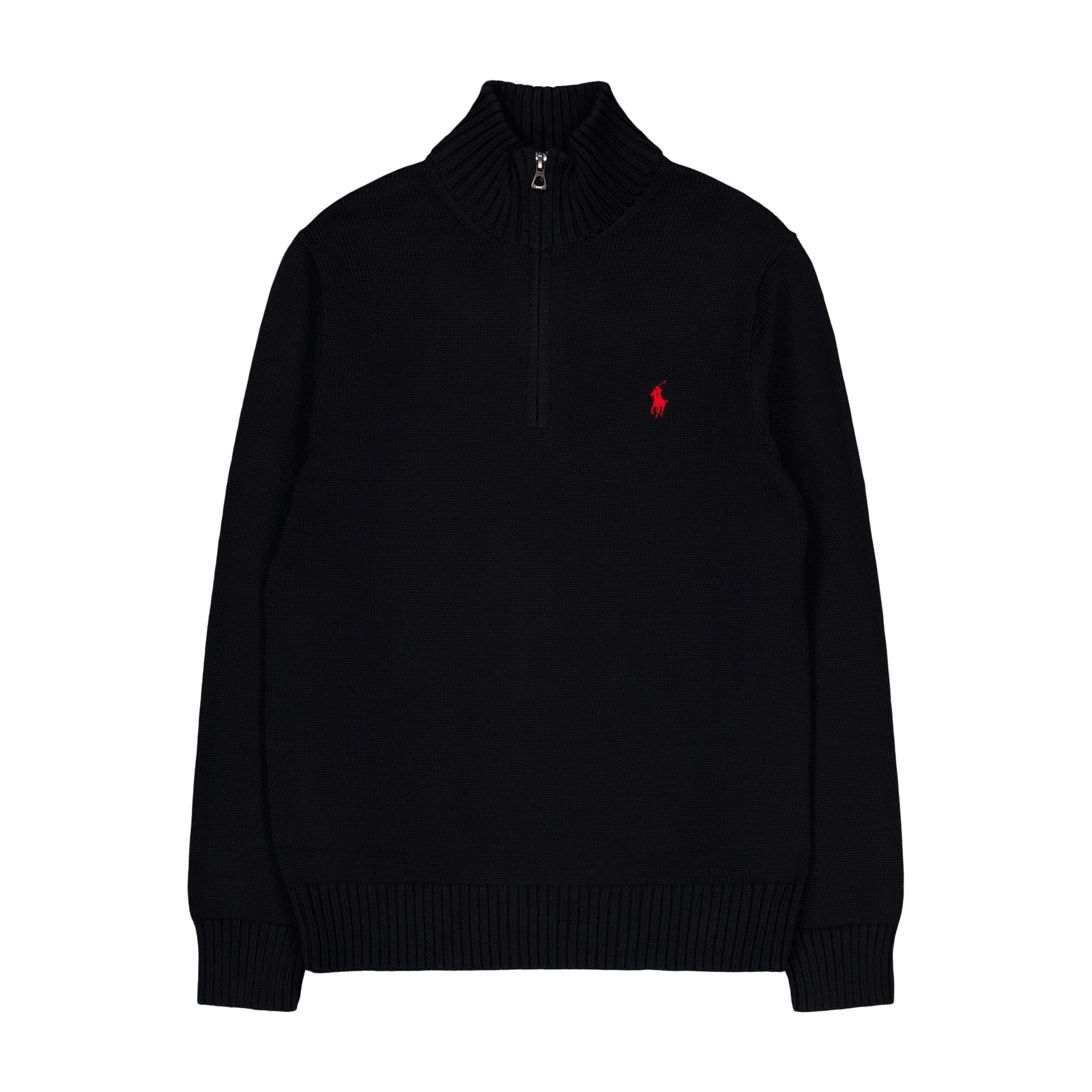 Cotton Quarter-Zip Sweater Polo Black