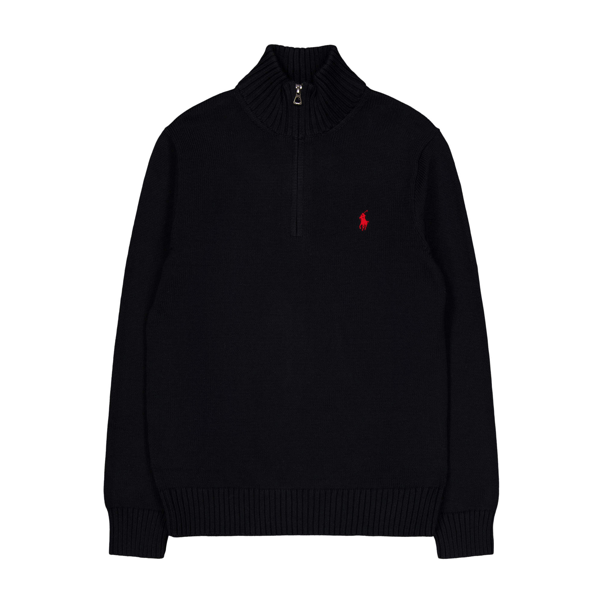 Cotton Quarter-Zip Sweater Polo Black