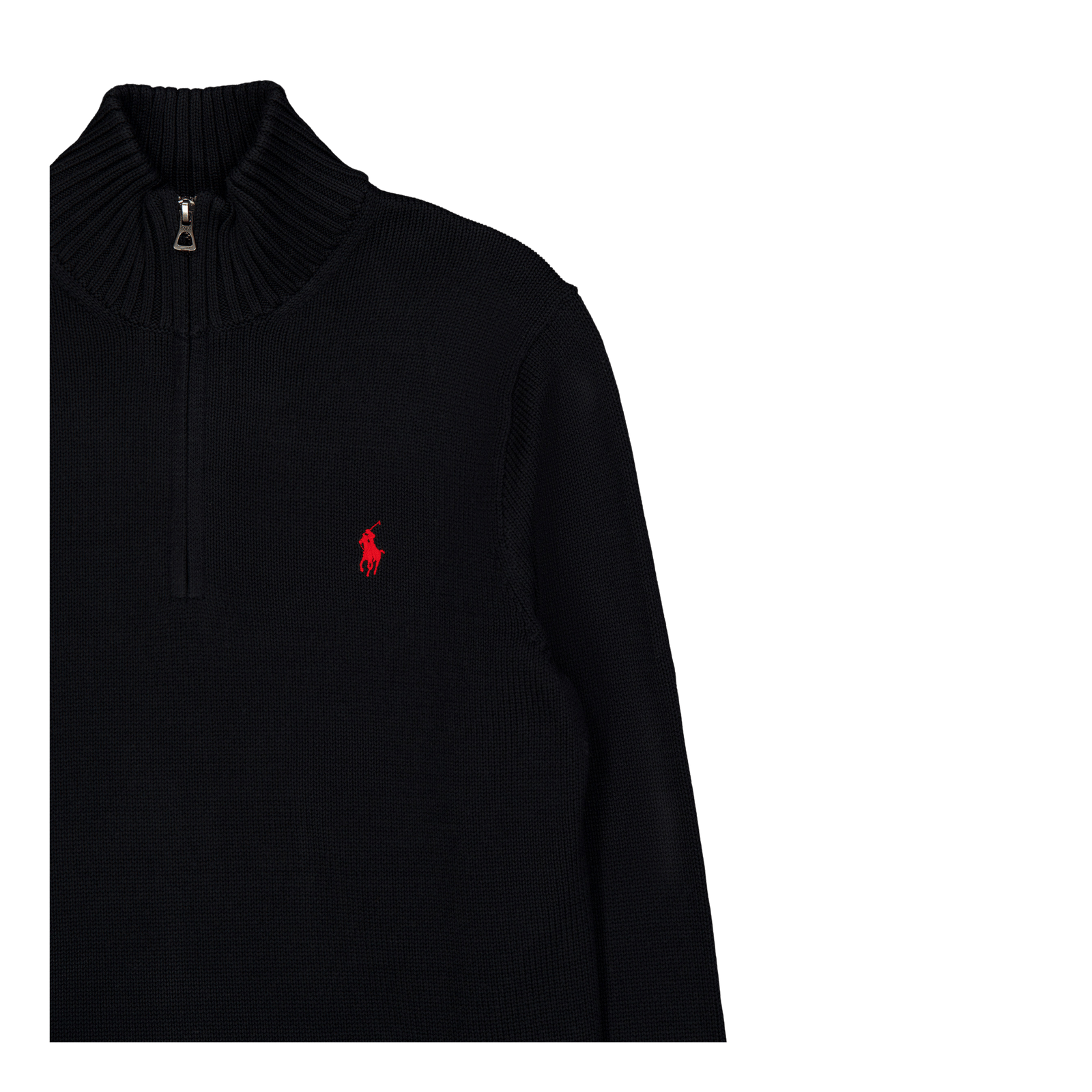 Cotton Quarter-Zip Sweater Polo Black