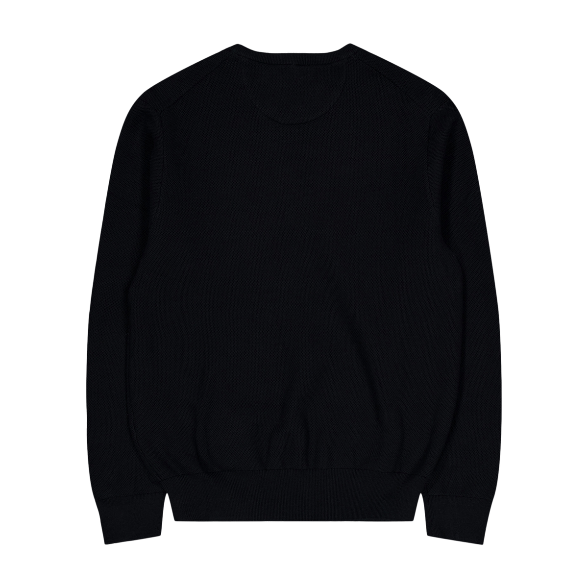 Textured Cotton Crewneck Sweater Polo Black