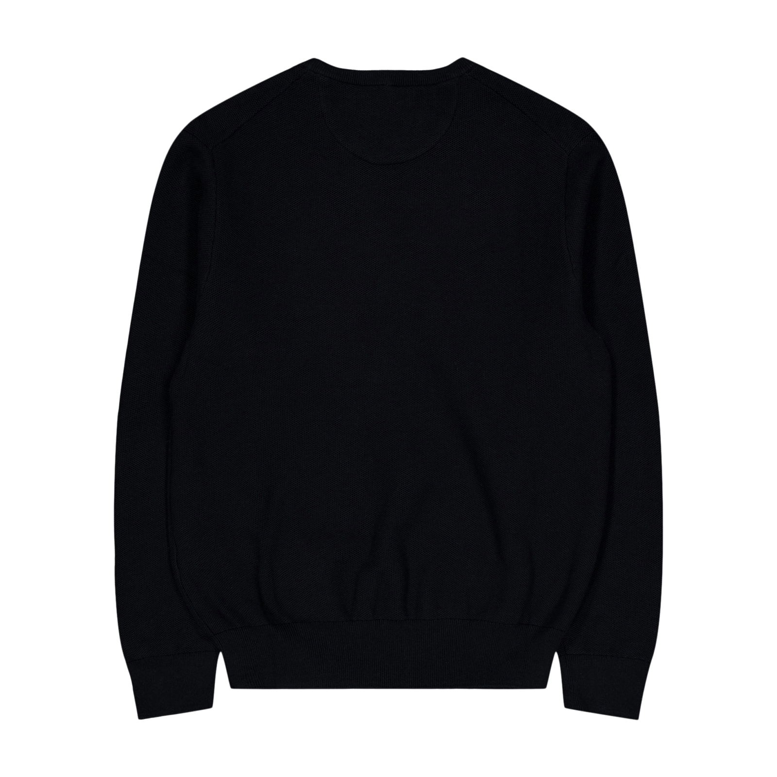 Textured Cotton Crewneck Sweater Polo Black