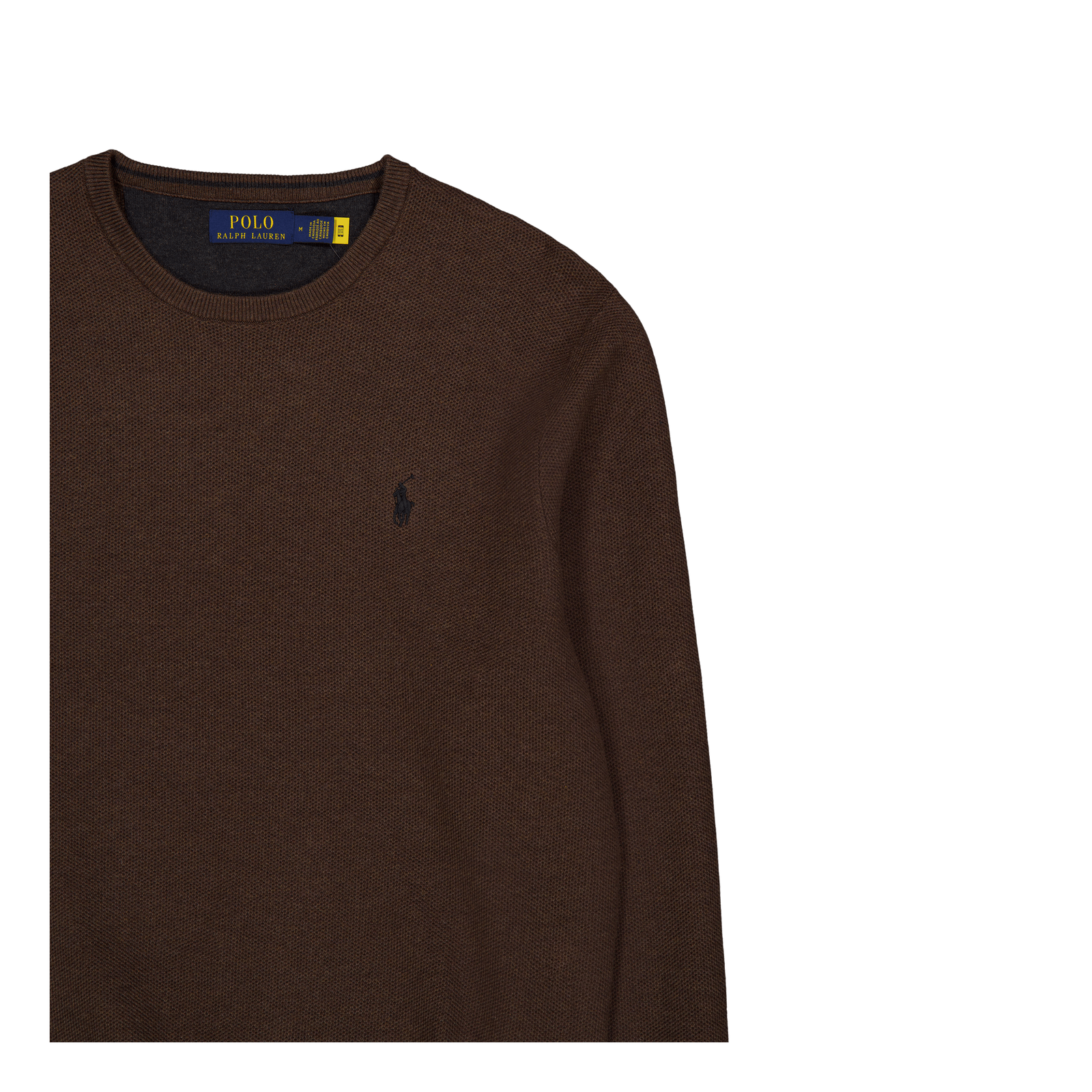 Textured Cotton Crewneck Sweater Spa Brown Hthr