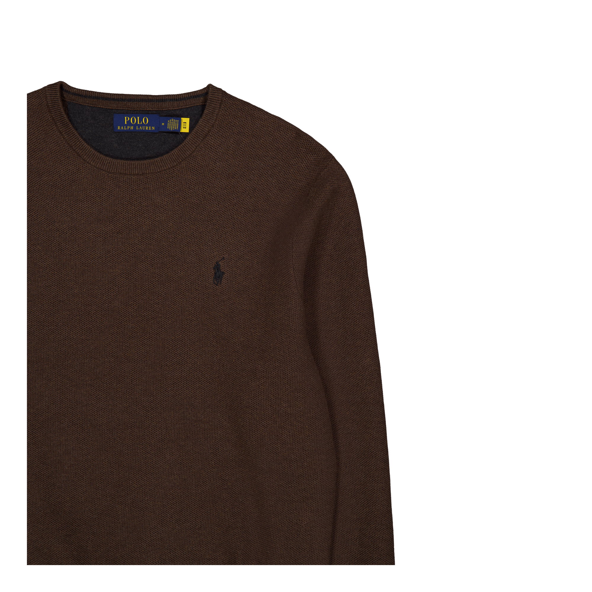 Textured Cotton Crewneck Sweater Spa Brown Hthr