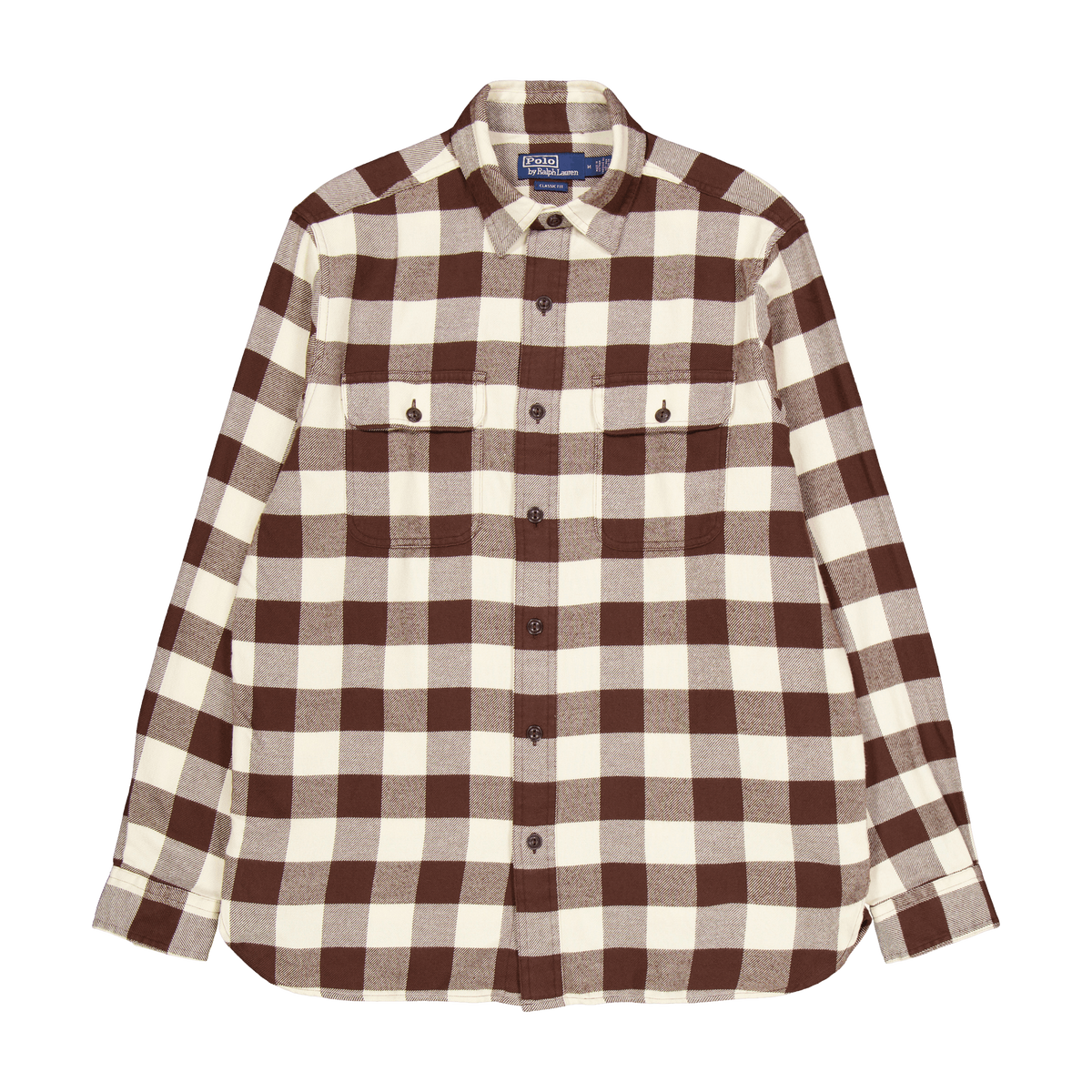 Classic Fit Checked Twill Workshirt Winter Cream / Brown